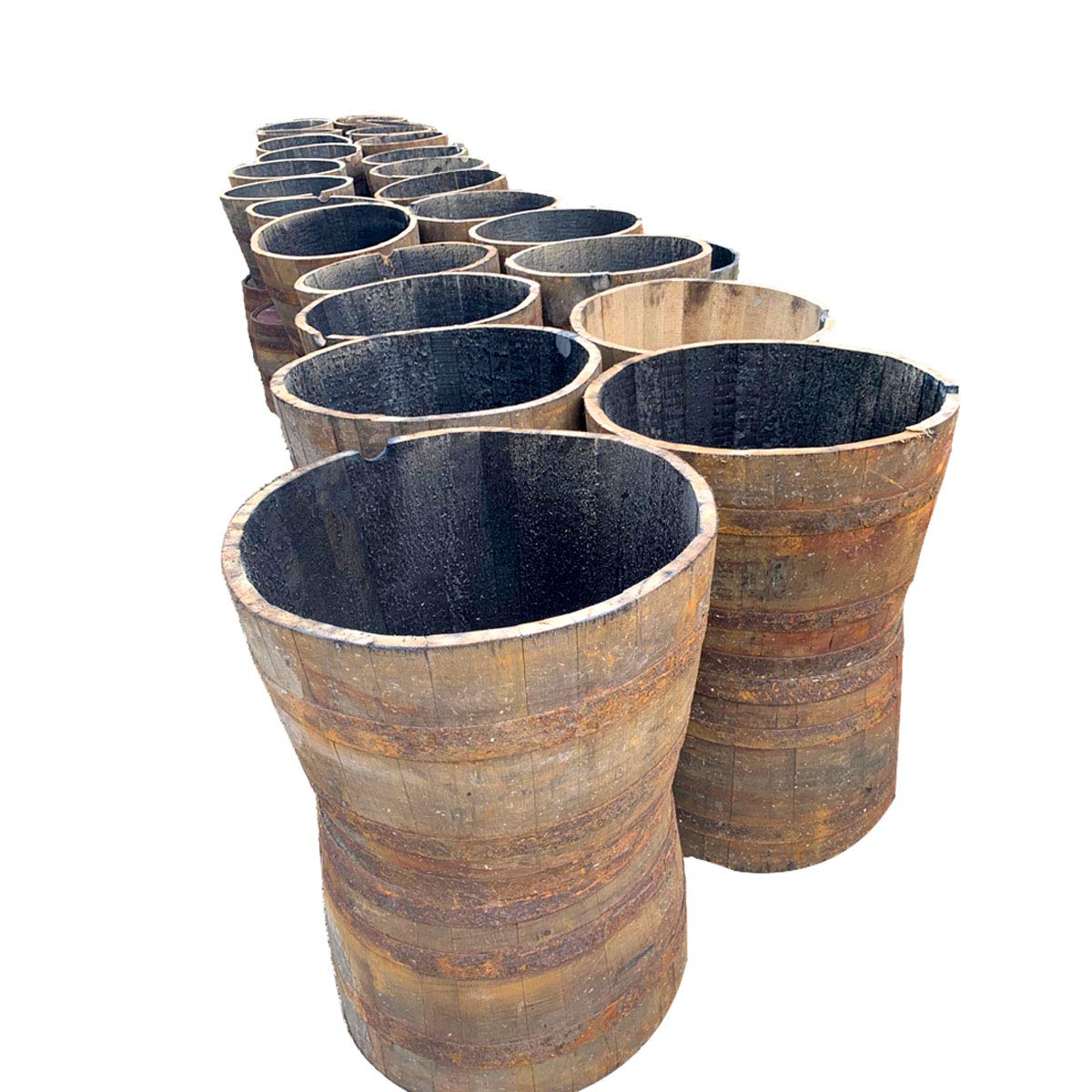 Cheeky ChicksLtd Set of 50 Solid Oak Rustic Half Barrel Planter Garden Pot Patio Lawn Tub