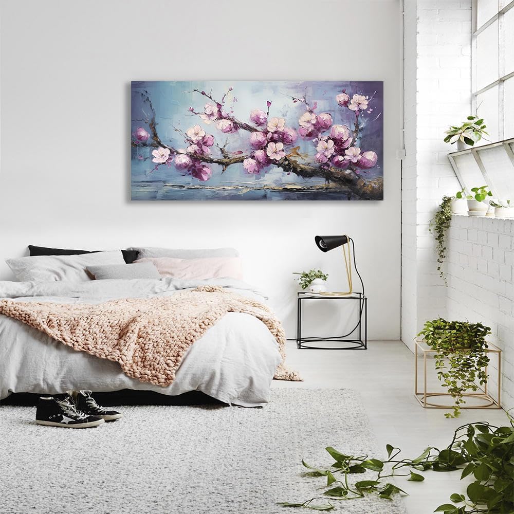 Amazon.co.jp: ピンクの花 キャンバス ウォールアート プラム