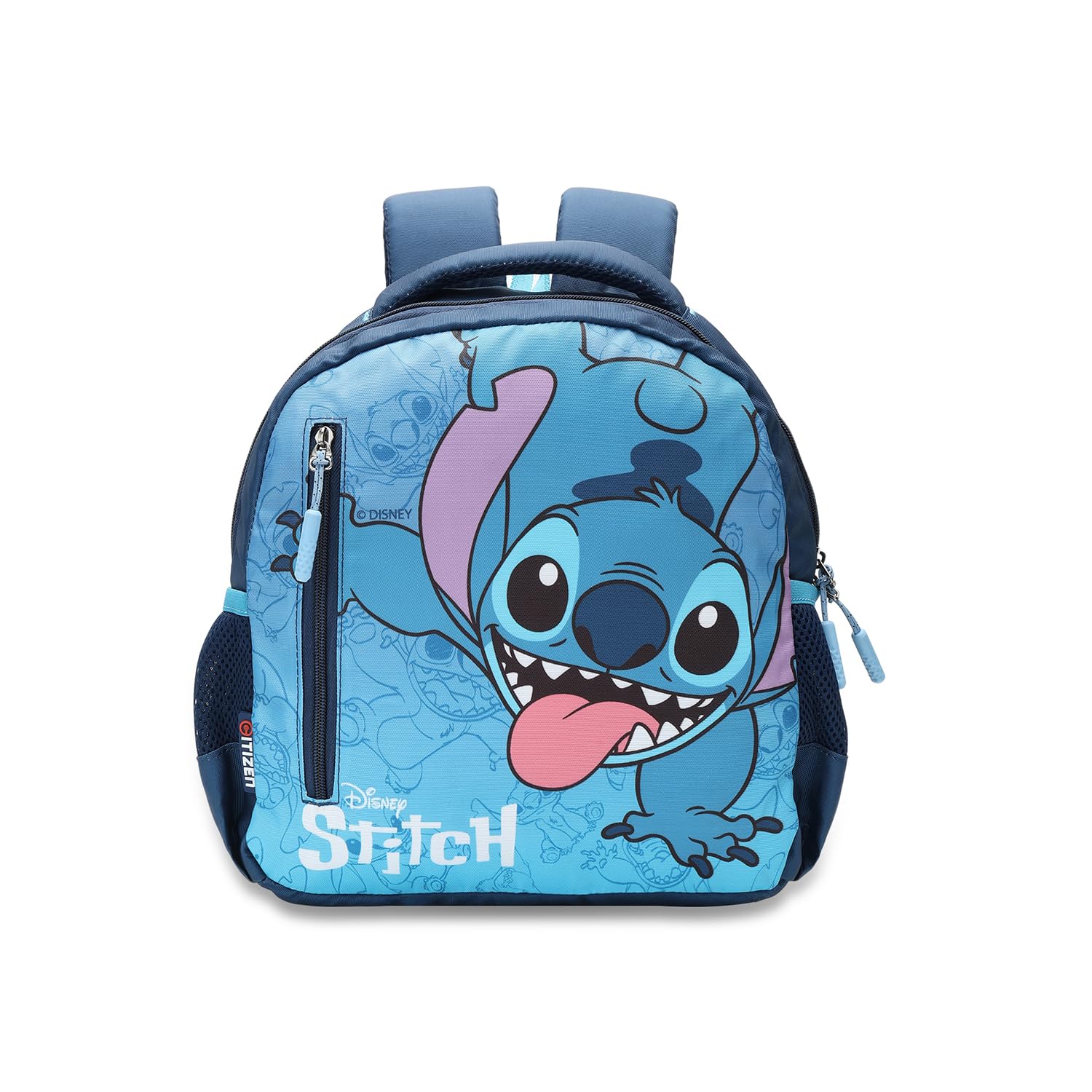 Disney Stitch 9L Kids School Backpack for Boys & Girls, Lightweight Nursery & Preschool Bag, Adjustable Shoulder Straps, Front Zipper Pocket & Side Mesh Bottle Holders -(Blue)-image-43