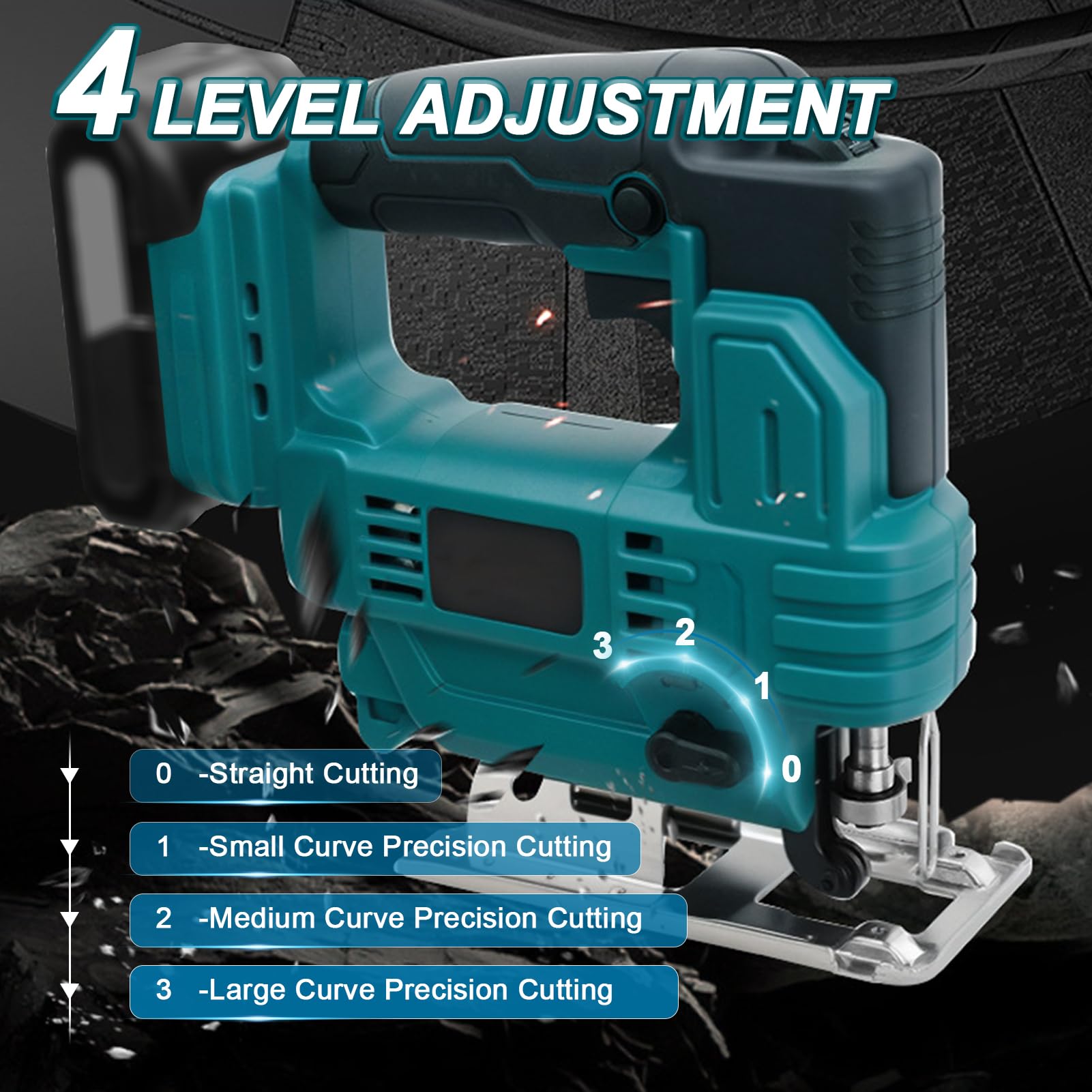 Seghetto Alternativo Compatibile con Makita 18V Batteria, Controllo Variabile a 6 Velocità, Taglio a Inclinazione da 0 a 45°, Seghetto Elettrico per Taglio Legno e Metallo (Batteria Non Inclusa)