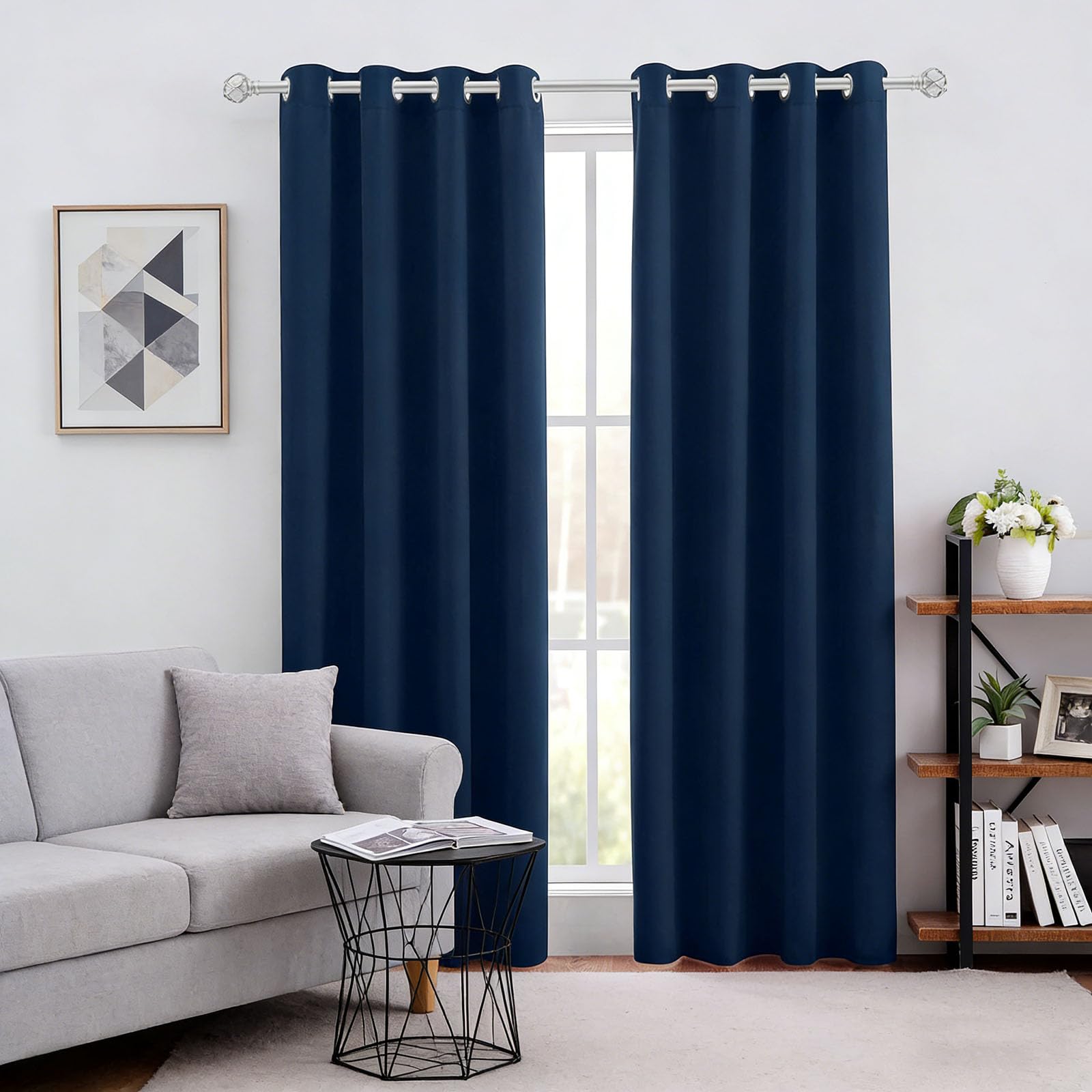 Rideau occultant moderne bleu foncé pour dressing salon porte et fenêtre