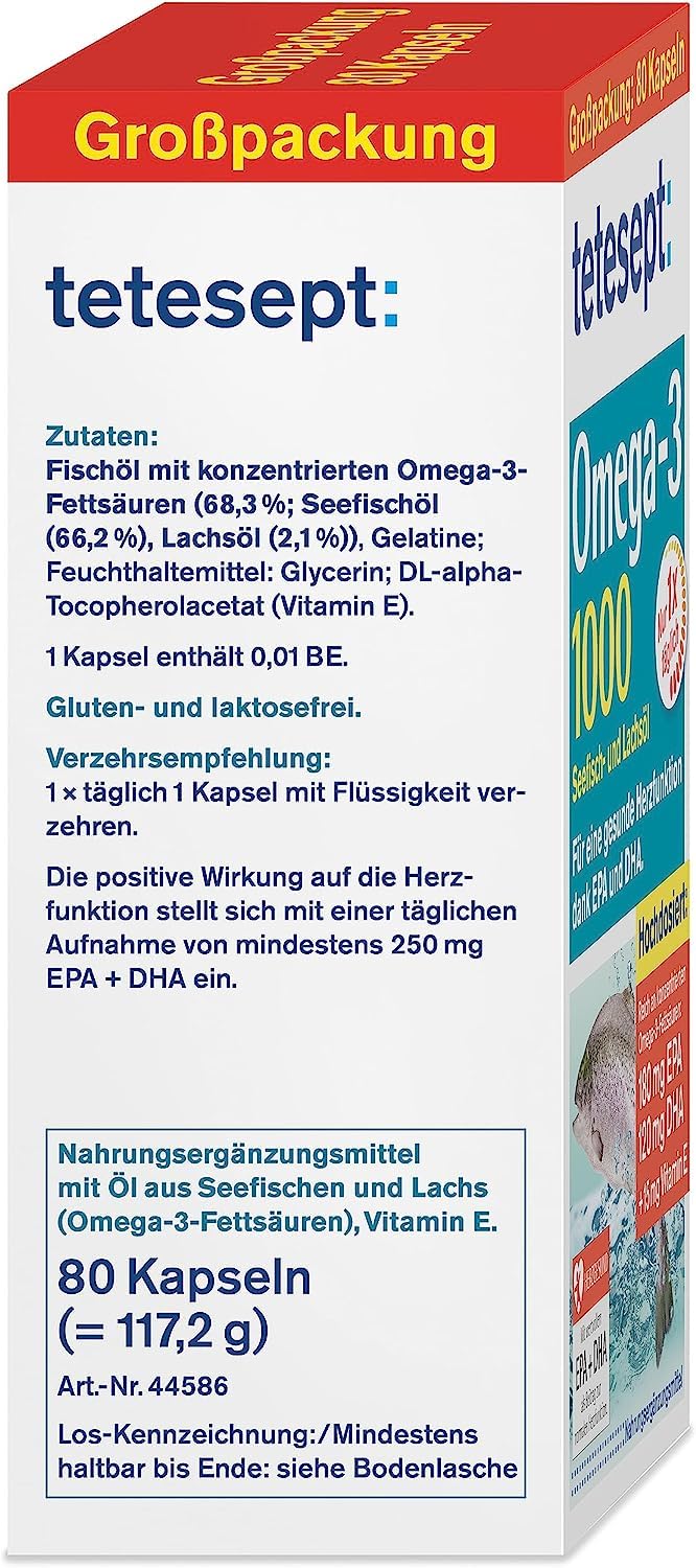 tetesept Omega-3 1000 Kapseln, 80 St. Kapseln