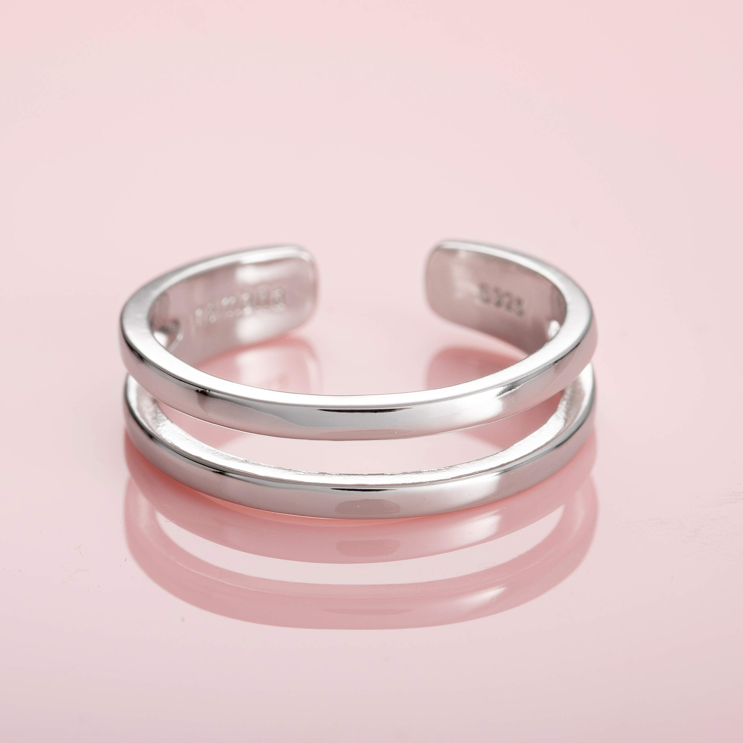 Anello da piede in argento Sterling 925 donna, regolabili per dita dei piedi, a doppia fascia, midi o mignolo