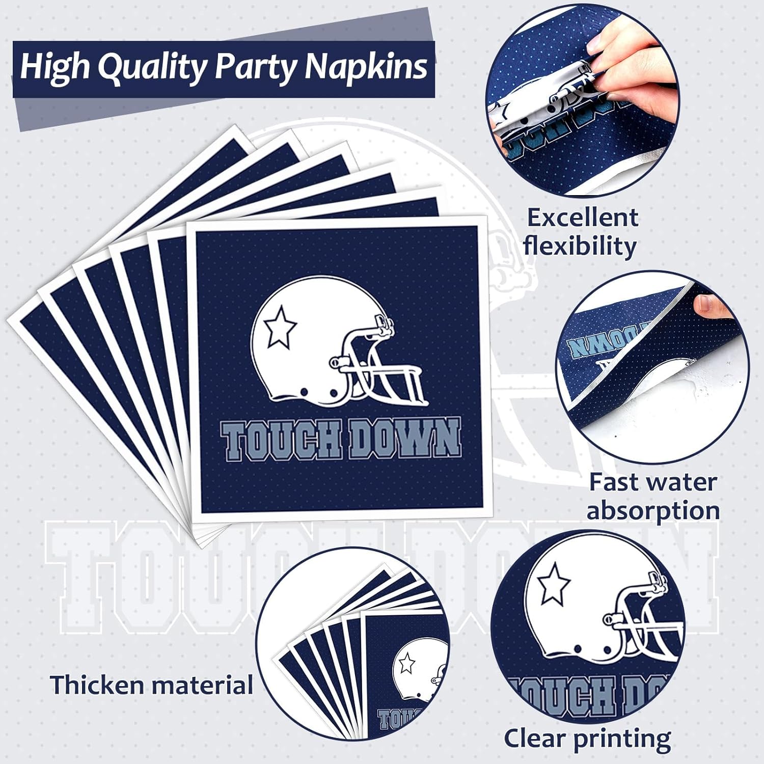 96PCS Football Party Supplies Cowboys Paper Plates and Napkins Football Themed Birthday Tableware Set Sports Party Decoration Disposable Football Dinnerware for Boys Teens Games Party Favor Serves 24 - Image 4