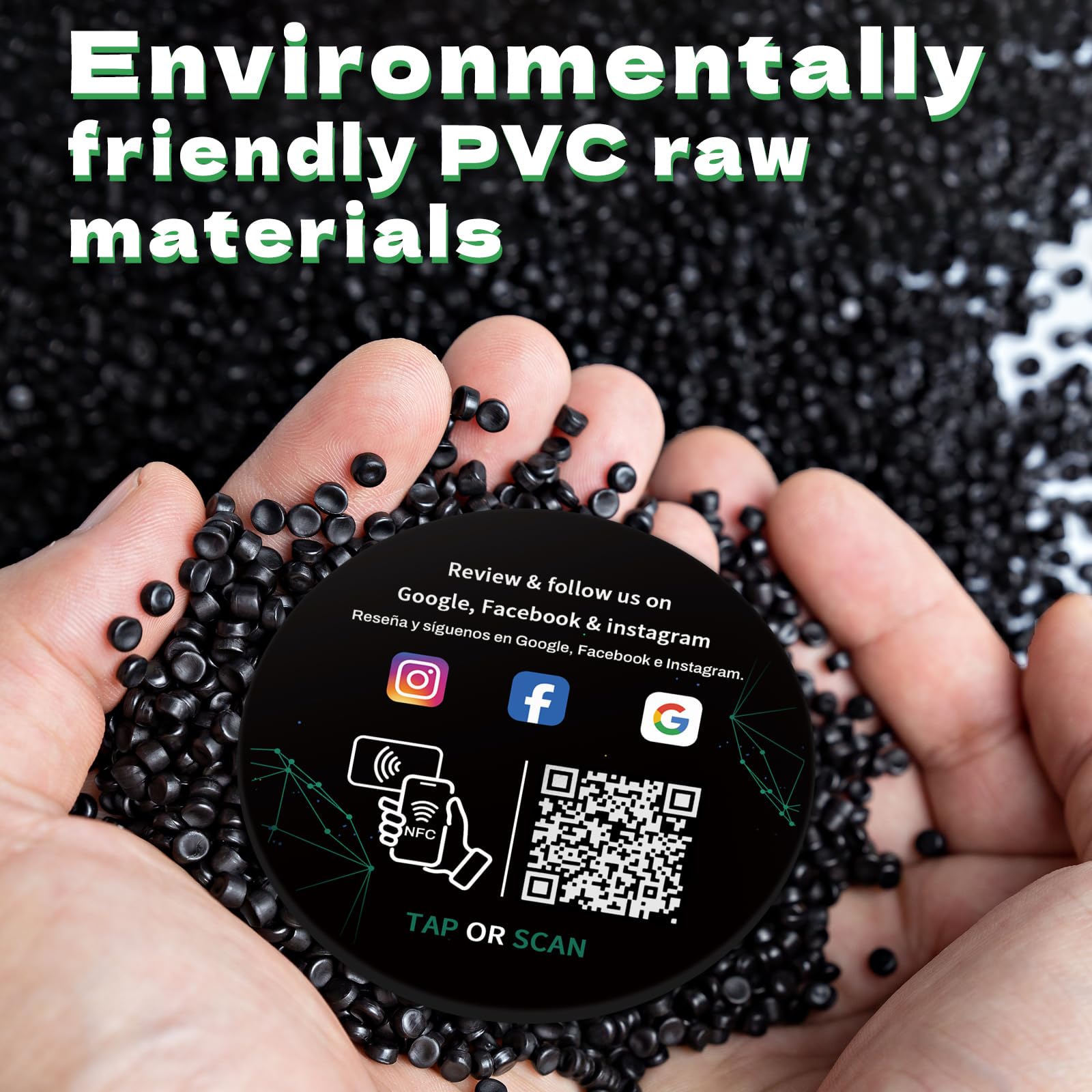 TapFive - Tarjetas redondas de Google Review Tap (2white2black) - Tap para reseñas instantáneas - Compatible con todos los teléfonos - Smart Tap reutilizable NFC y QR - Boost Business Reviews