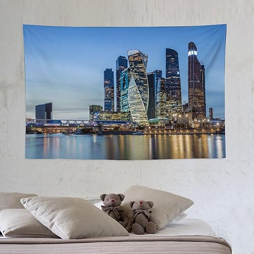 Miniatura 6 de Tapiz decorativo para pared, diseño de ciudad de Moscú, decoración de cortina, dormitorio, hogar, sala de estar, tapices de pared, 40 x 60 pulgadas
