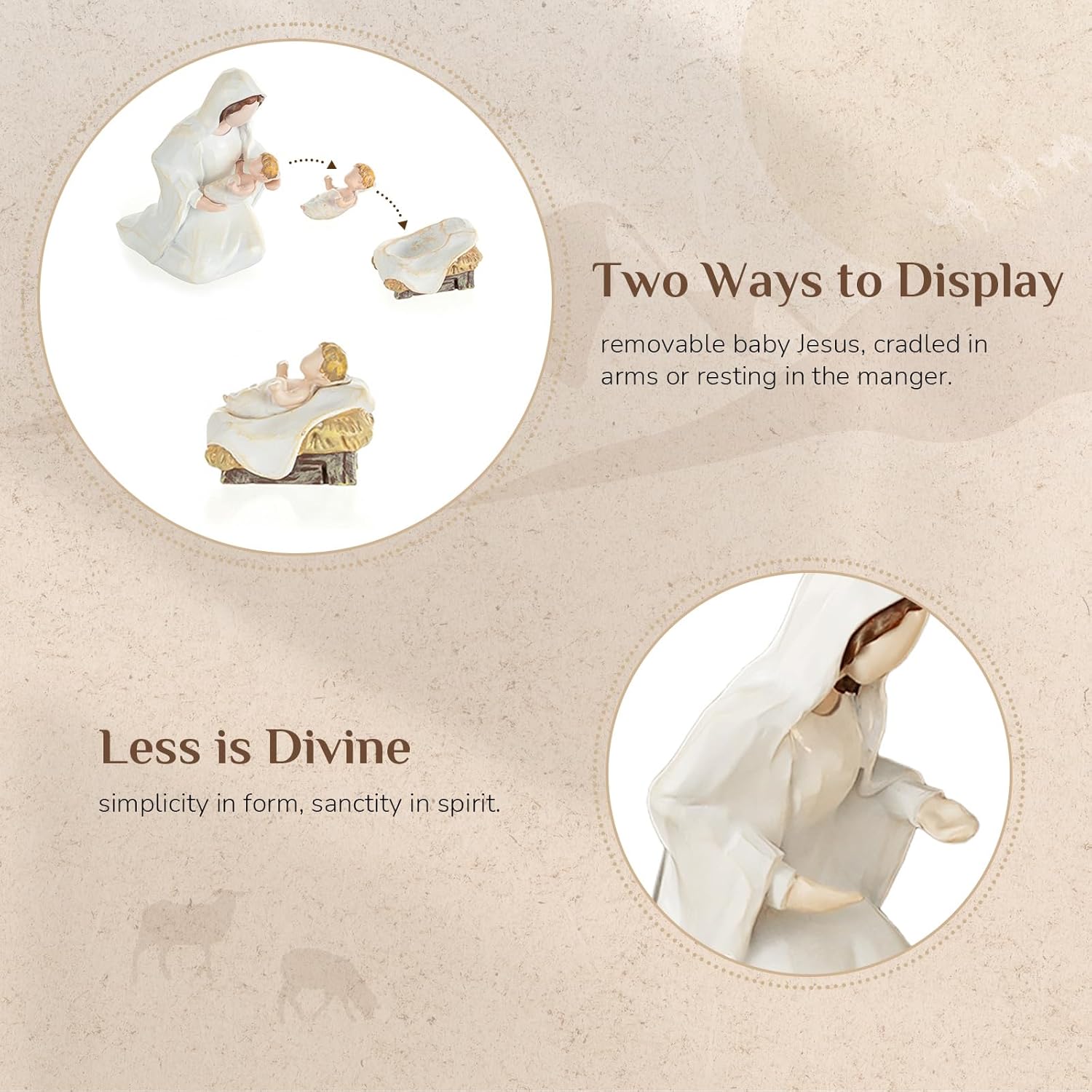 Christmas Nativity Set Indoor: 8-Piece 7.56 Inches Religious Resin Figurines Nativity Scene for Farmhouse Tabletop Decor Holiday Tradition