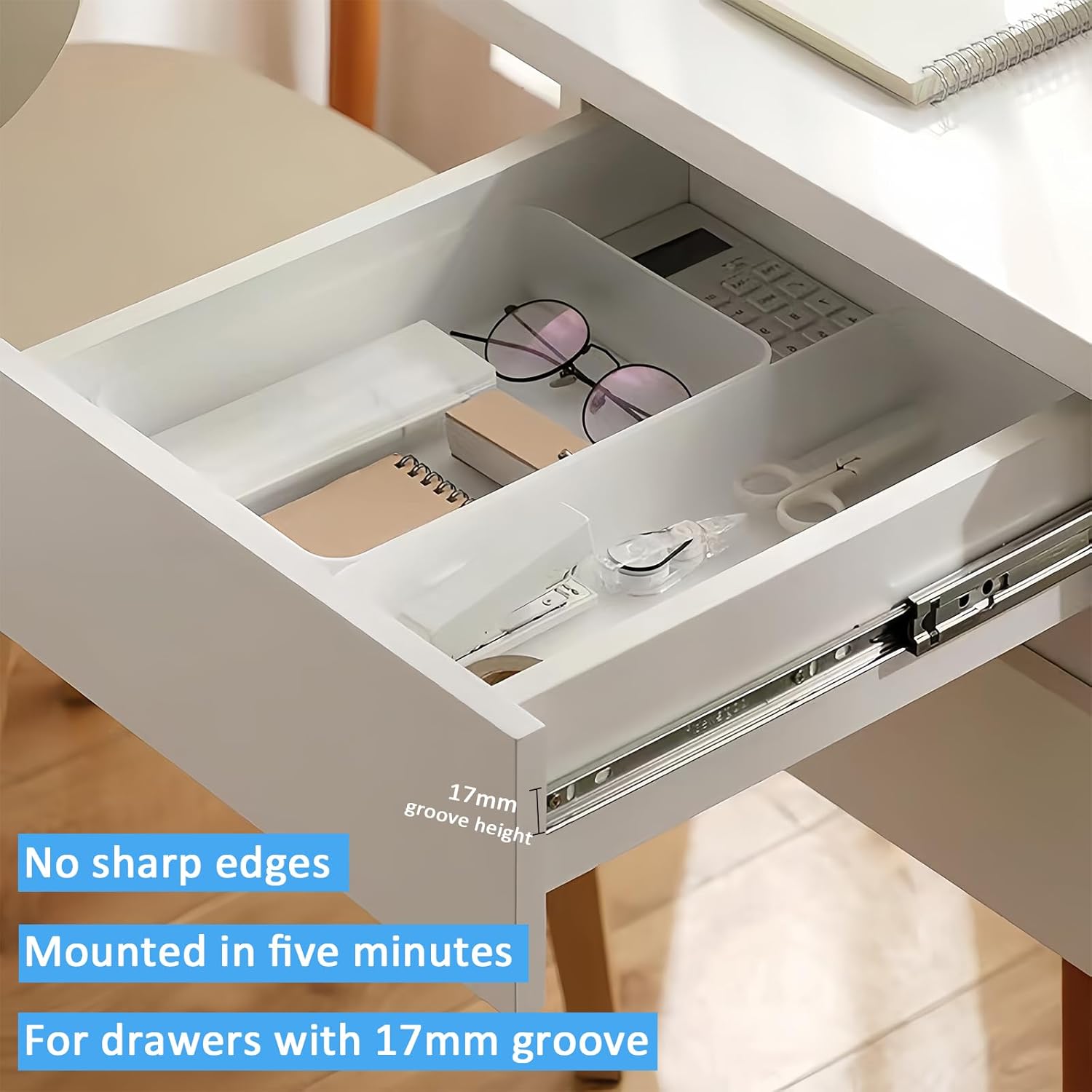 Metal Ball Drawer Rails, Sliding Drawer Rails, Drawer Rails and Runners, Sliding Drawer Rail, Partial Removal for Furniture, Simple to Assemble, Galvanised Steel (278mm)