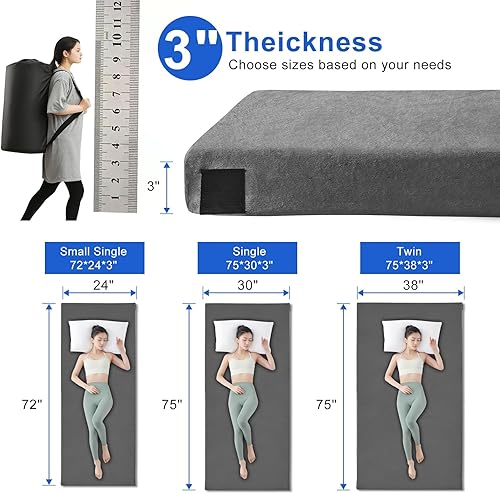 Miniatura 22 de Colchoneta de espuma viscoelástica para camping, colchón de piso grueso y cómodo para adultos con fondo impermeable y antideslizante, colchón