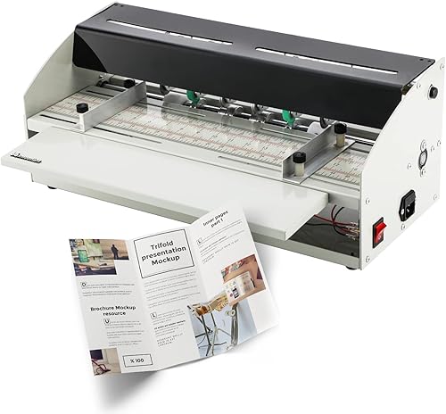 Mxmoonant 3 en 1 máquina de plegado eléctrica 18 1/2 "(470 mm) papel Creaser Scorer perforador cortador para tarjetas, invitaciones, boletos 110V