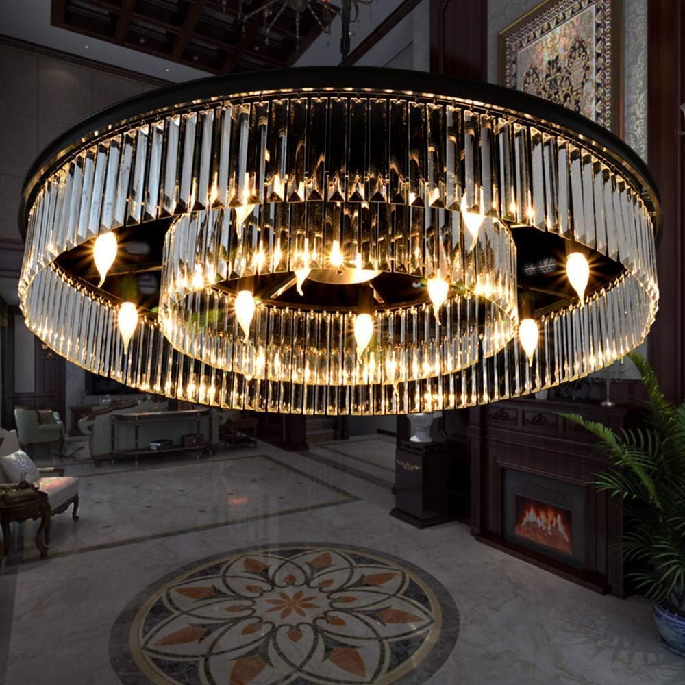 Modern Crystal Chandelier with 12 Lights - Contemporary Pendant Ceiling Light Fixtures for Dining and Living Room Decoration, 43 Inch Diameter
