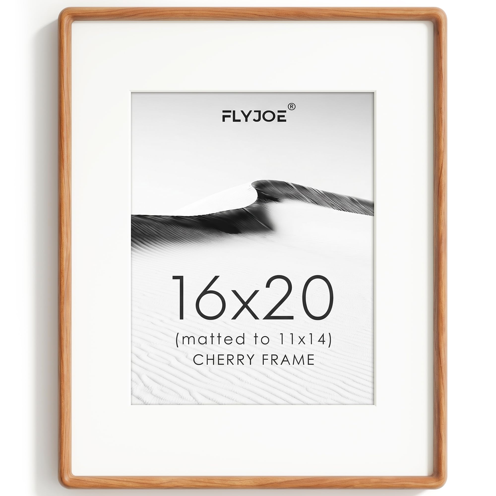 16x20 Picture Frame, Natural Solid Cherry Wood Photo Frame, Rounded Corner