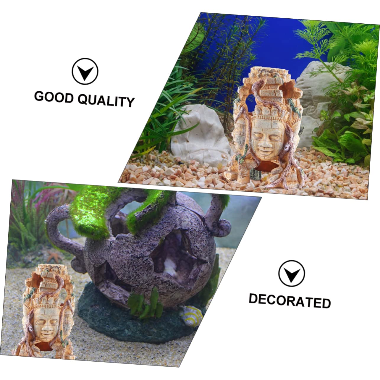 YARNOW Decorazione per Acquario in Resina Ornamento Teschio e Buddha a Facce per Acquario, per Vasche e Studio, Confezione
