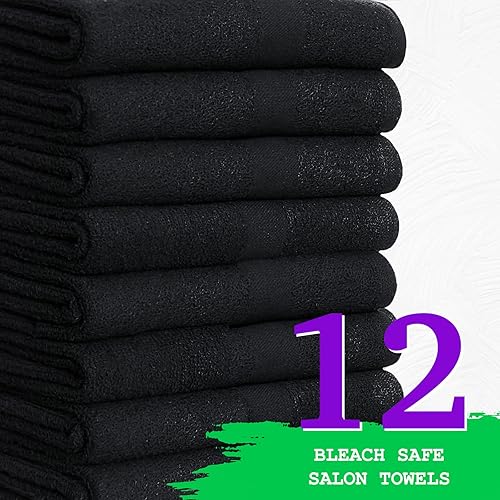 Miniatura 10 de GREEN LIFESTYLE Paquete de 24 toallas de microfibra negra a granel, calidad de spa premium, súper suaves y absorbentes, para gimnasio, piscina, spa,