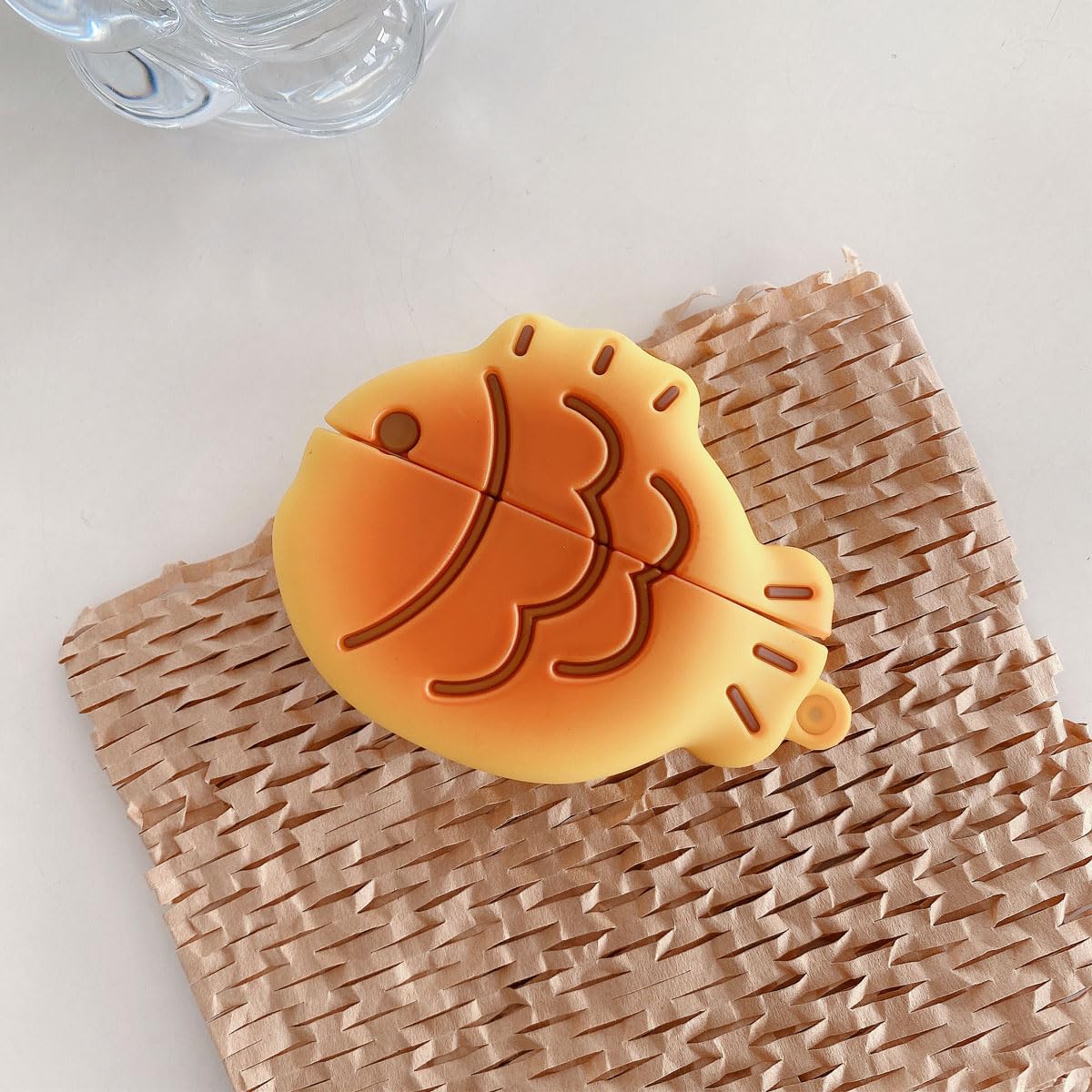 Earphone Case for AirPods Pro/Pro 2, Cute Creative Taiyaki Fish Cookie Shape Soft TPU Silicone Case, Lucky Taiyaki Food Biscuit AirPods Pro 2 Cover
