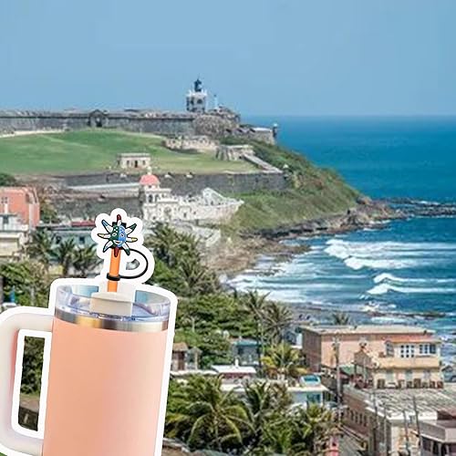 Miniatura 5 de 10 tapas de popote para copa Stanley, (Puerto Rico) de silicona compatible con vaso Stanley de 30 y 40 onzas con asa, cubiertas de punta de popote