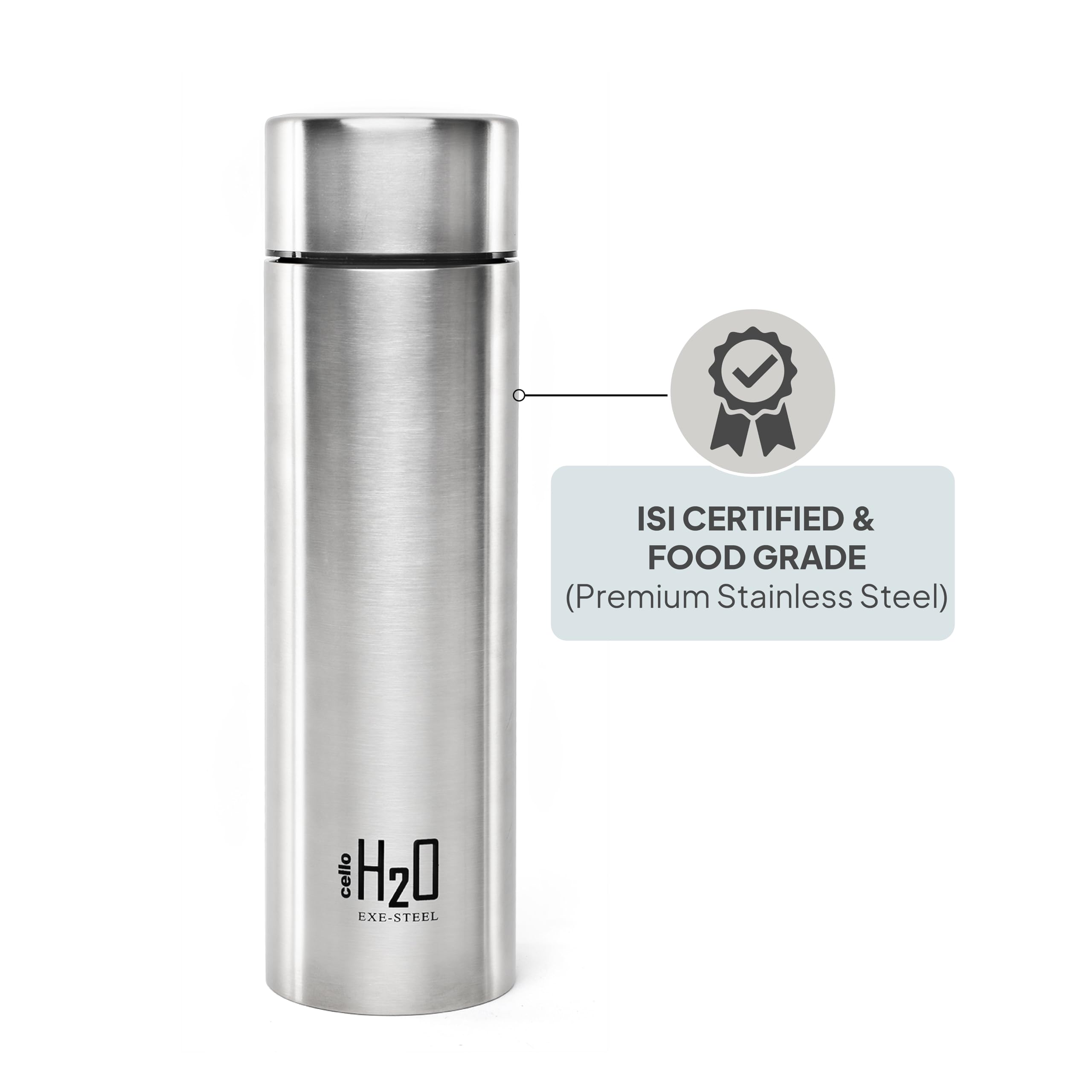 CELLO H2O Stainless Steel Water Bottle For Office & Daily Use 1000 ml, Silver | Single Wall Freezer & Fridge Safe, Lightweight & Stylish Leakproof Rustproof Steel Water Bottle For School, Gym & Travel — Amazon image 2
