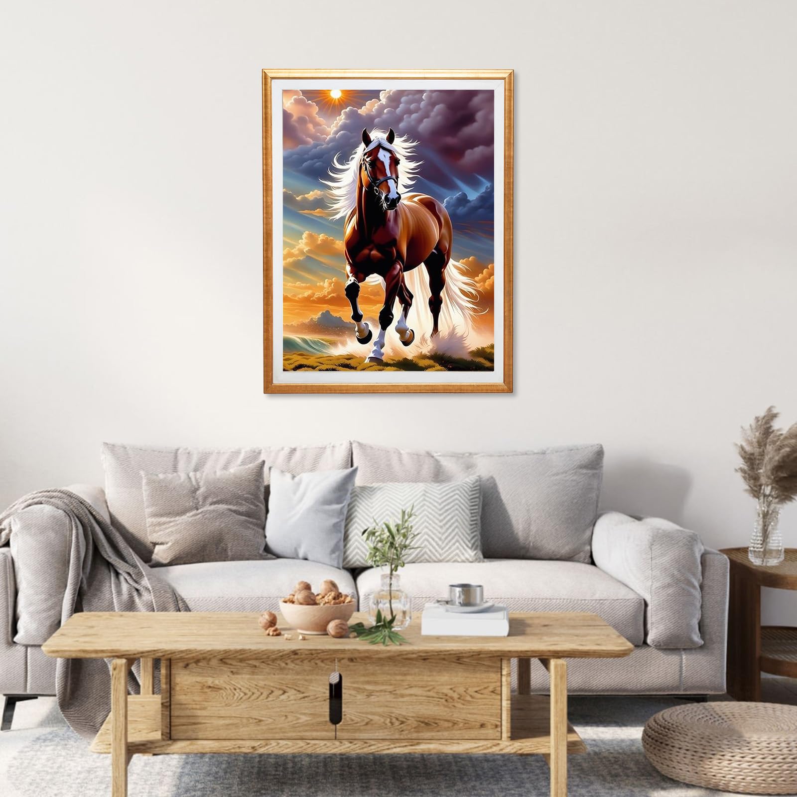 NAIMOER Pintura Por Números De Caballo – Lienzo De Algodón 30x40 Cm, Con Pinceles Y Pinturas