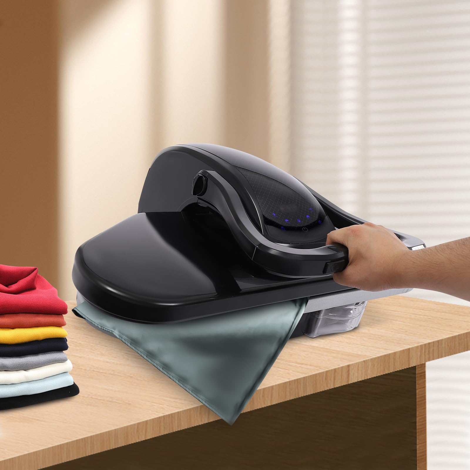 LyeXD 1600W Intelligent Steam Press for Clothes, Digital Steam Press with 5 Fabric Setting and Steam Burst Function,1L Tank Capacity,Fast-Heating, Steam Iron Press Machine for Home Business (Black)