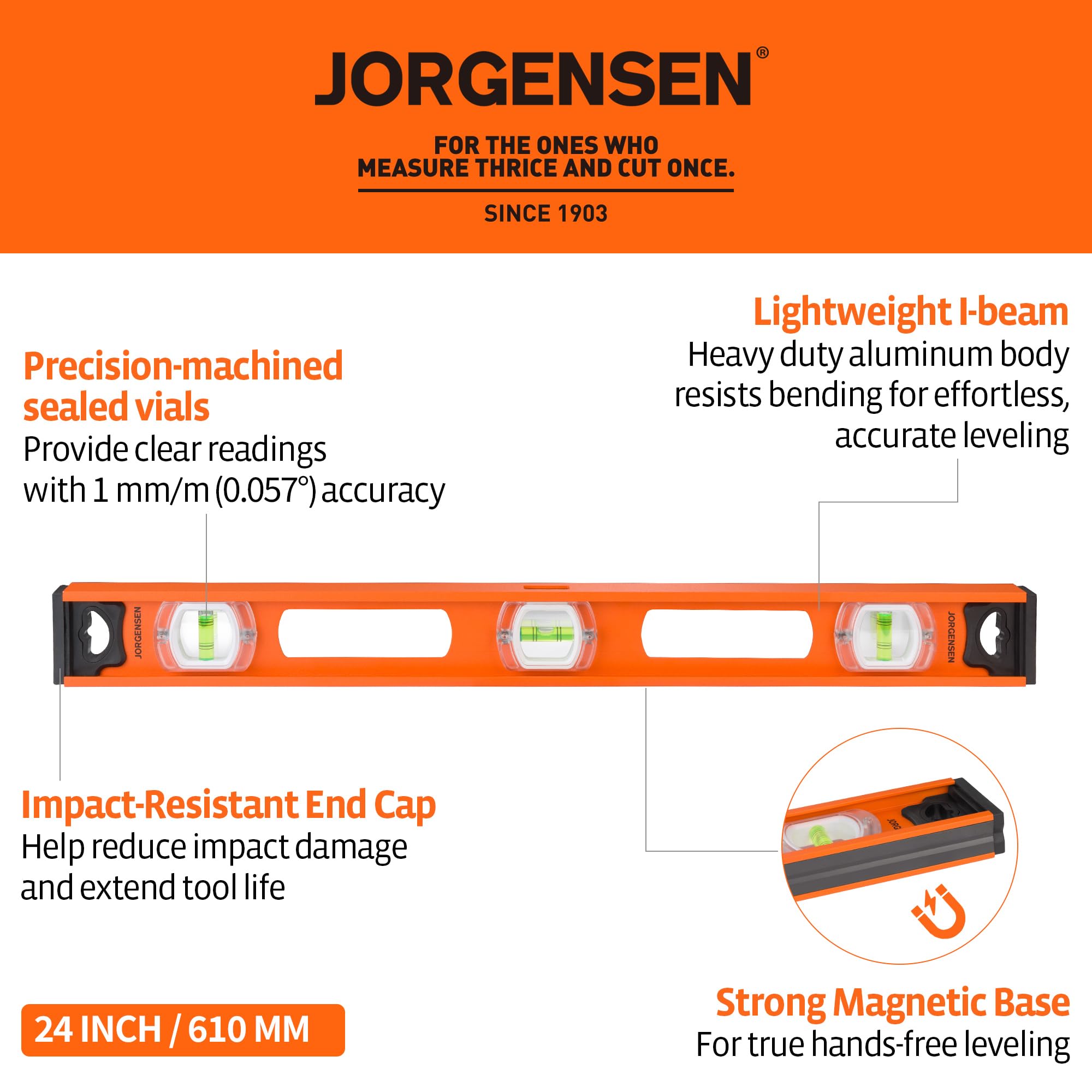 Jorgensen 24" Magnetic I-Beam Level - FREE SHIPPING -2