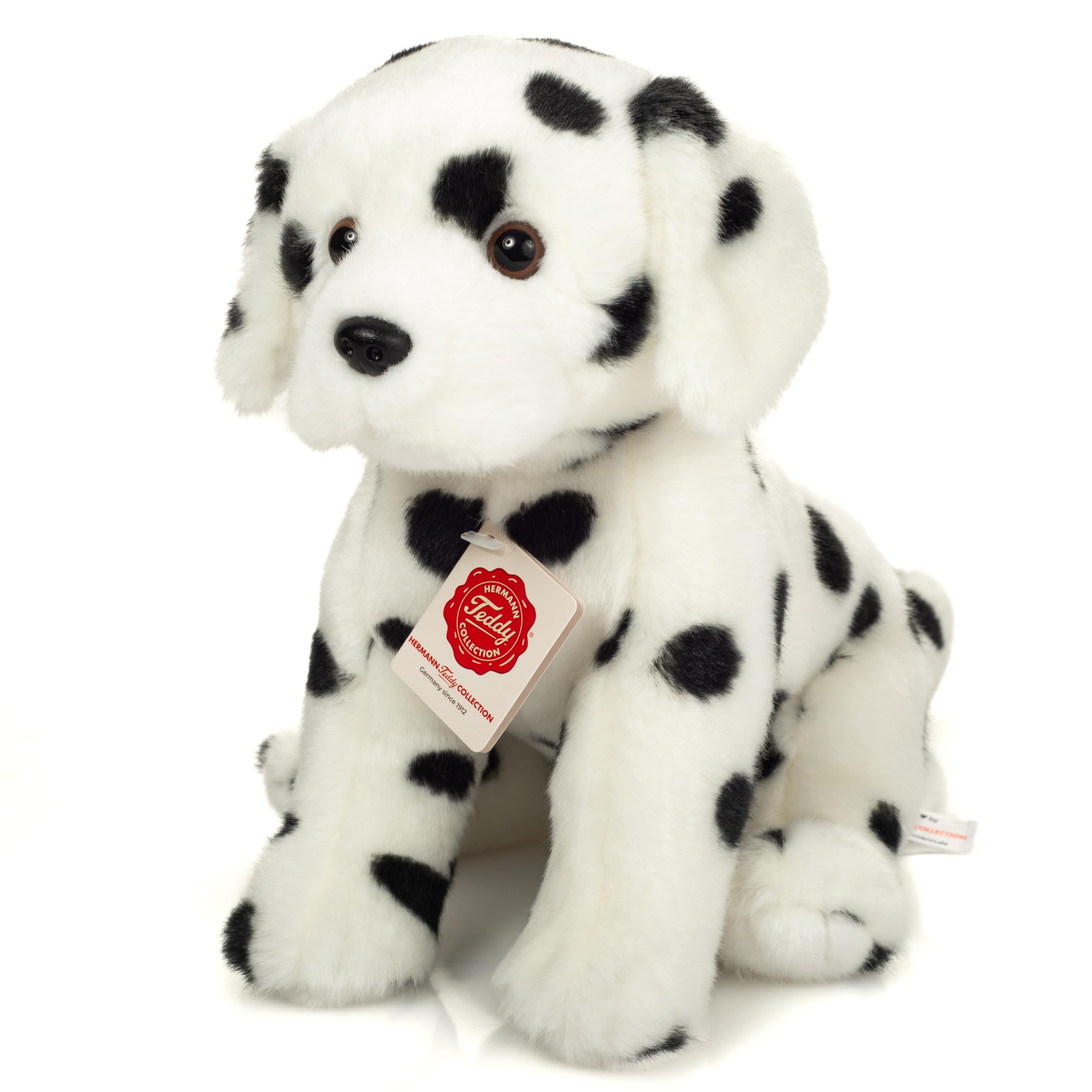 Teddy Hermann 91994 Dalmatyńczyk siedzący 27 cm, przytulanka, zrównoważona pluszowa zabawka z materiałów pochodzących z recyklingu