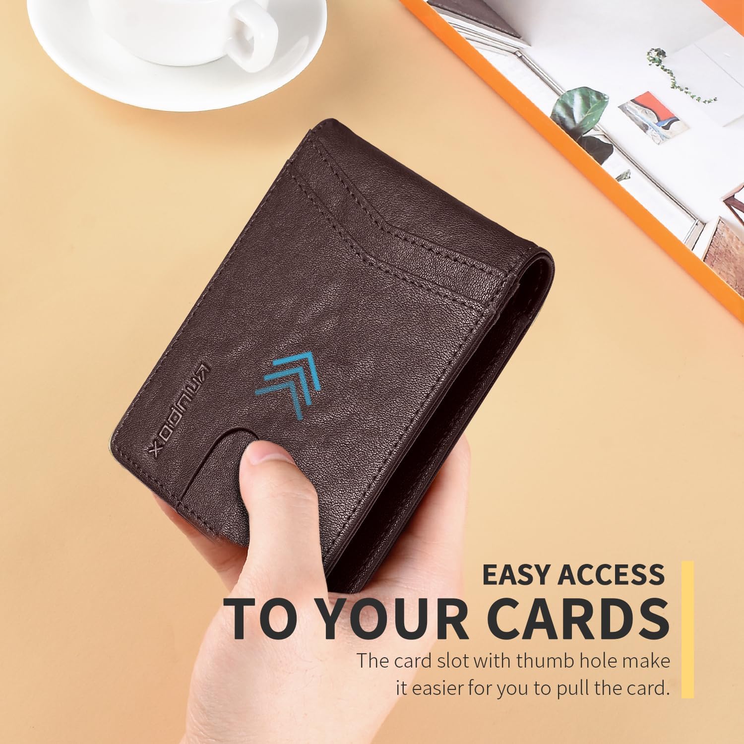 RUNBOX Wallet for Men Slim Rfid Leather 2 ID Window With Gift Box | Slim thumbnail