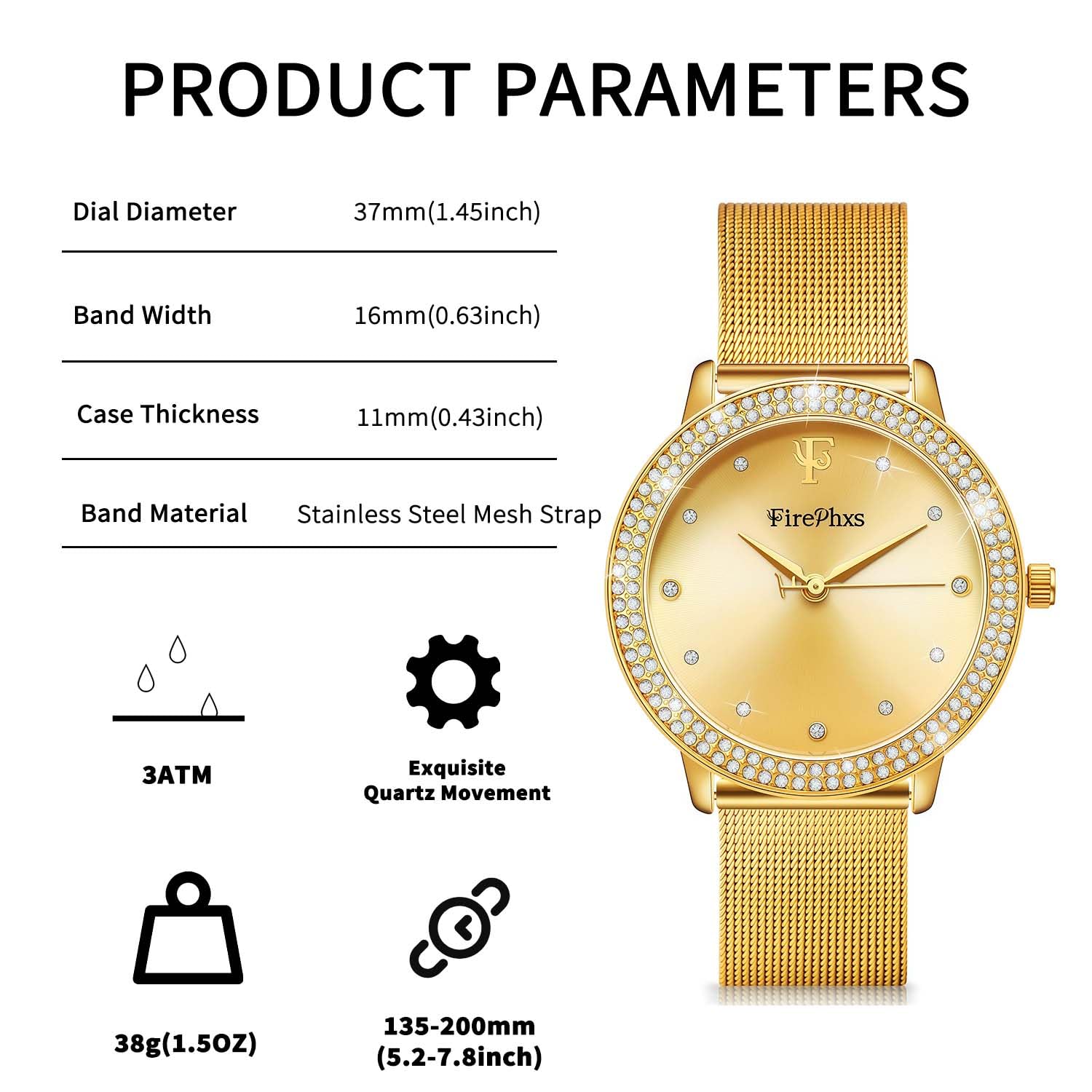 Blisshour Orologio da donna con diamante analogico oro orologio da donna con bracciale