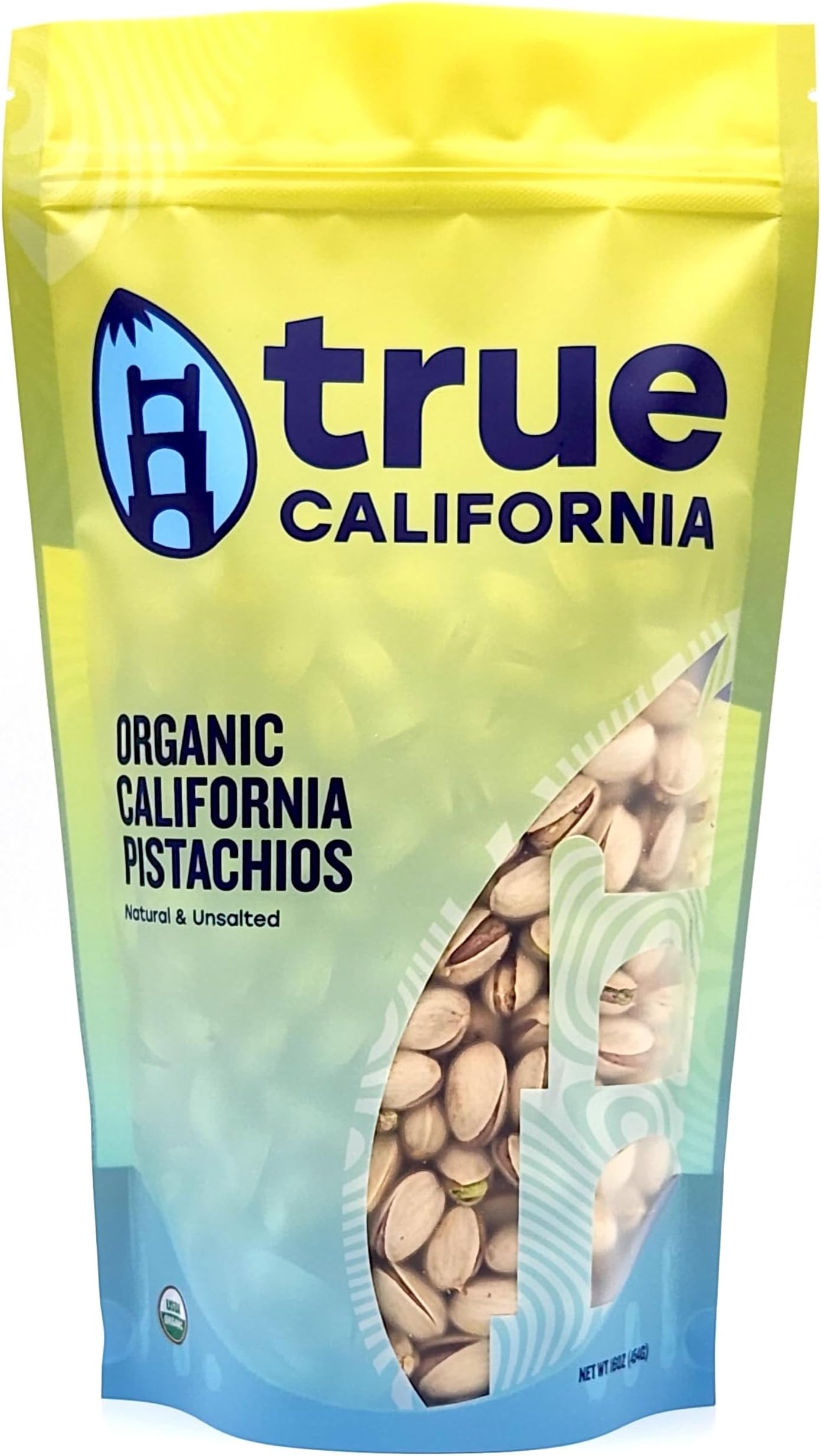 True California Organic Pistachios (1 LB) Raw, Natural & Unsalted, Not Roasted, In-Shell, Vegan & Gluten-Free