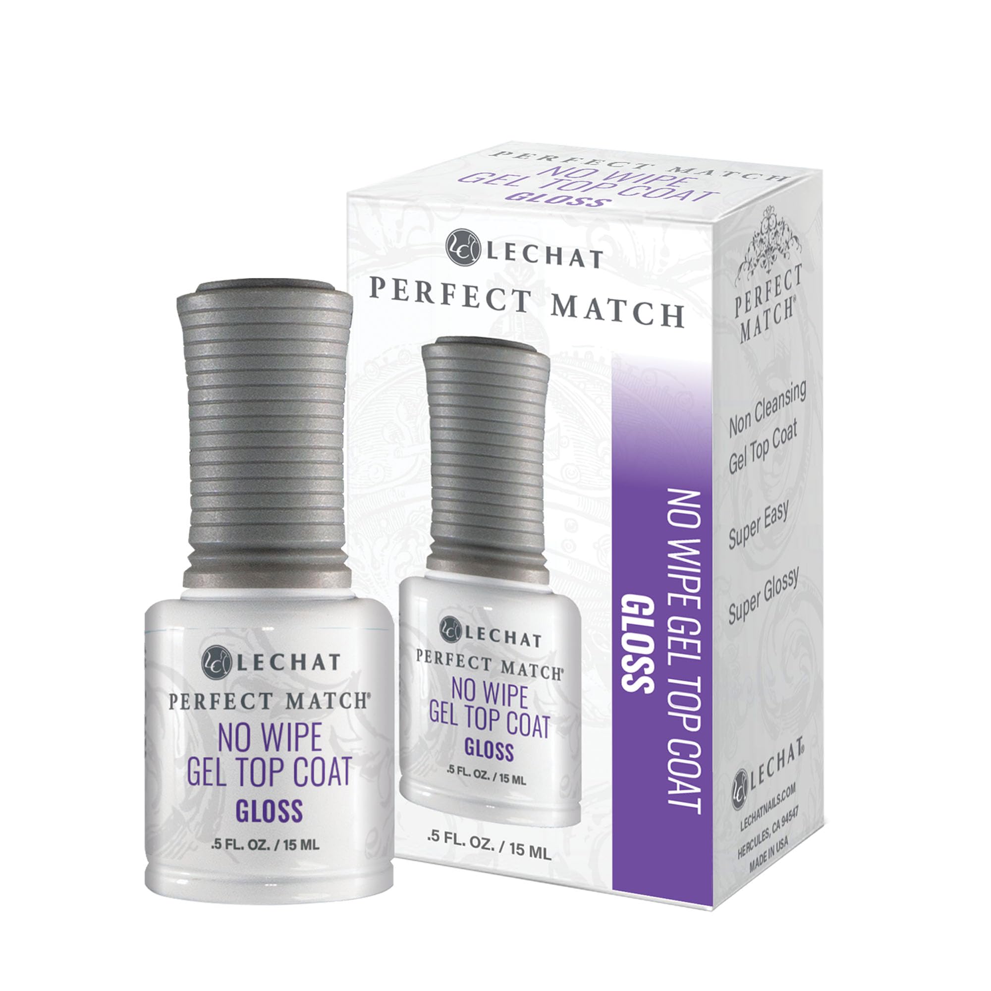 LECHATPMGTC No Wipe Gel Top Coat, Gloss