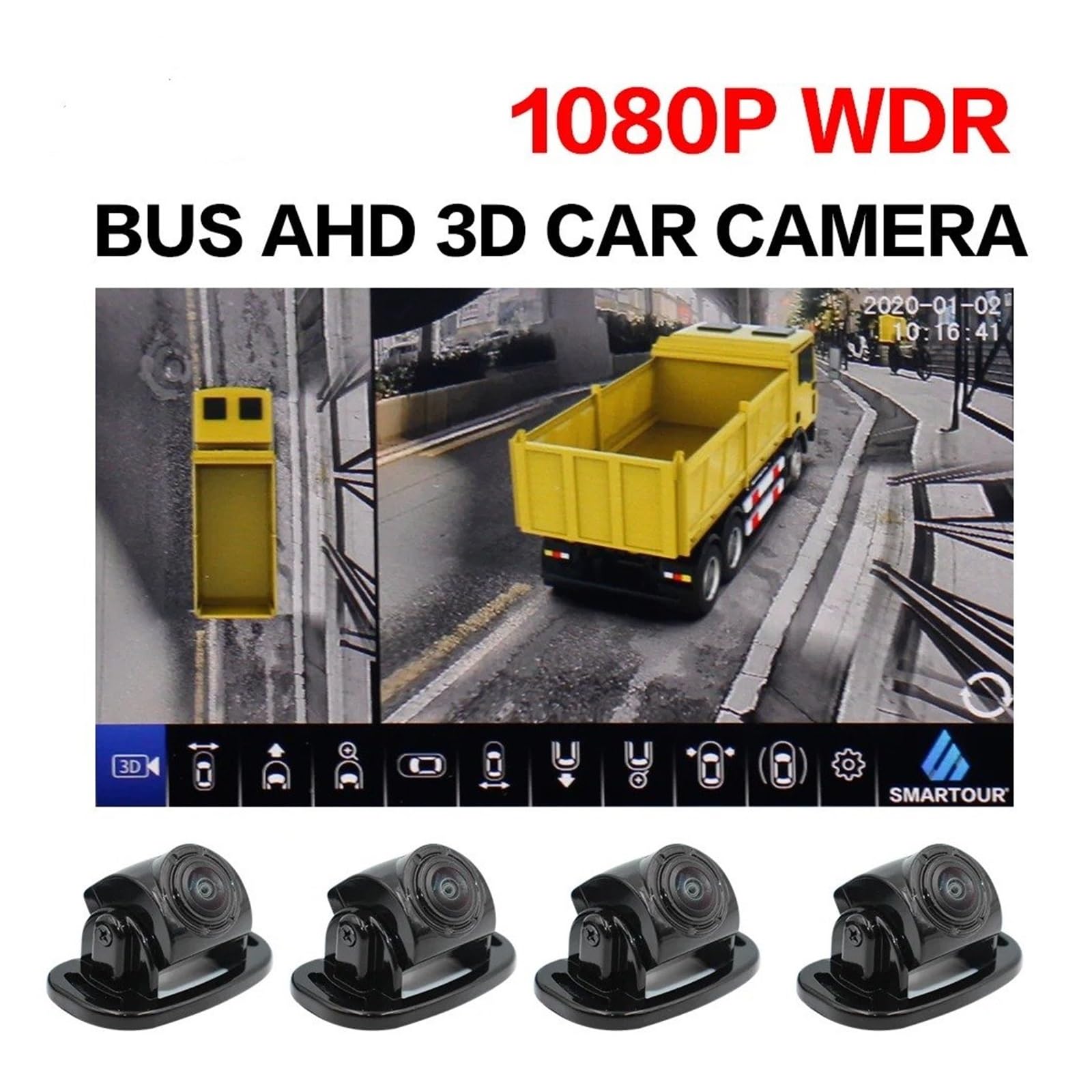 Kamera cofania 3D 360 stopni samochodowa wielokątna kamera cofania ciężarówki 4CH DVR SVM ptasie oko widok surround widok system parkowania AHD zamiennik do kampera autobusowego furgonetki (brak)