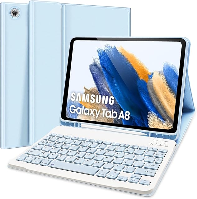 Keyboard Case for Samsung Galaxy Tab A8 10.5", Protective Cover Case with Detachable Wireless Keyboard for Galaxy Tab A8 10.5" 2022 Model (SM-X200/X205/X207)
