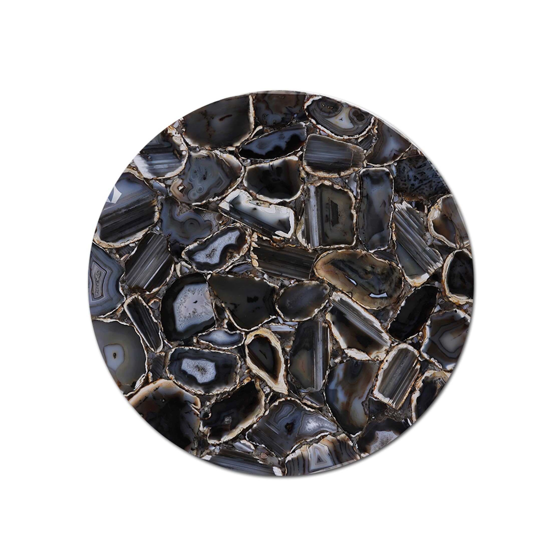 Table basse ronde agate noire : la solution déco pour petit salon