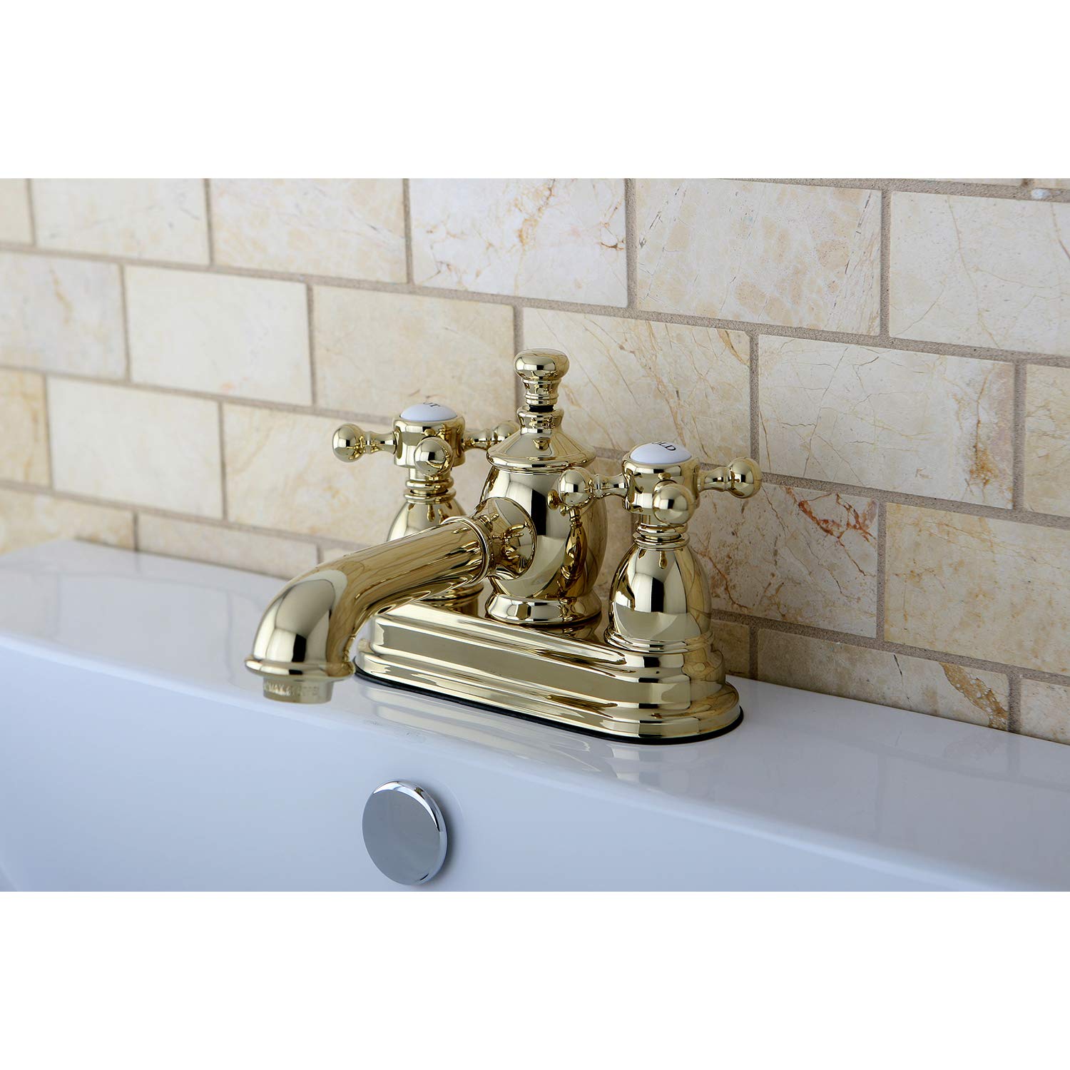 Kingston Brass KS7002BX Llave de Grifo de baño de 10,16 cm con válvula Clic-clac, latón Pulido, 4-1/2 inch in Spout Reach