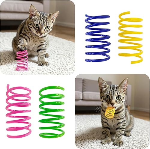 Miniatura 6 de AGYM Juguetes de primavera para gatos, 90 paquetes para gatos de interior, bobinas de resorte de plástico duraderas que atraen a los gatos a