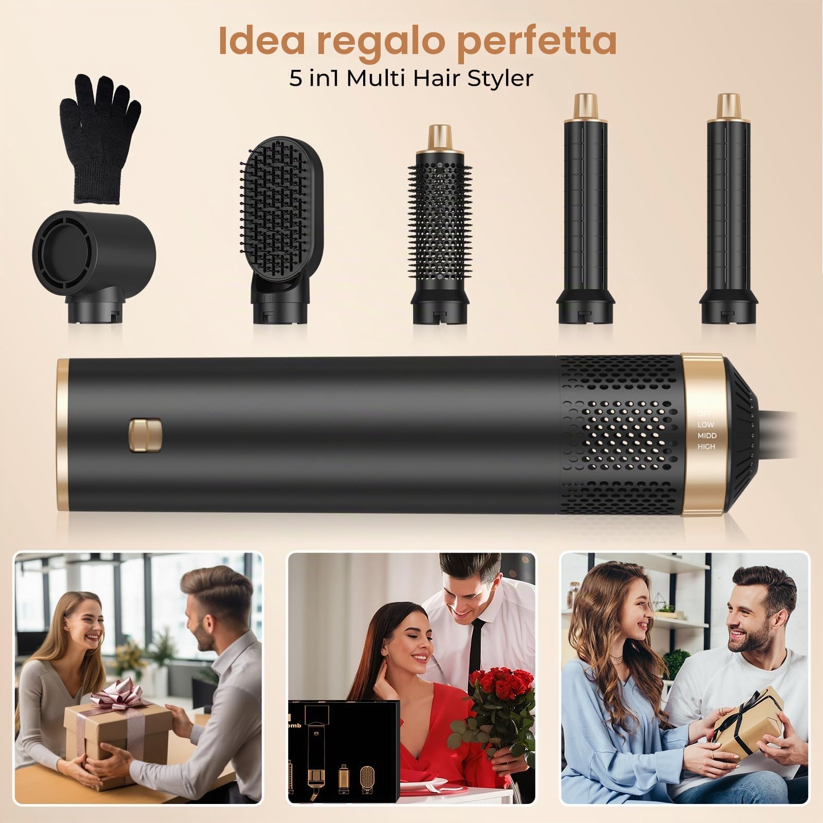 UKLISS Set Styler Per Capelli 5 IN 1 – Airstyler Air Curlers Asciugacapelli 5 IN 1 Con Asciugacapelli A Spazzola Rotonda, Spazzola Ad Aria Calda Per Arricciacapelli, Asciugatura, Volume, Ricci