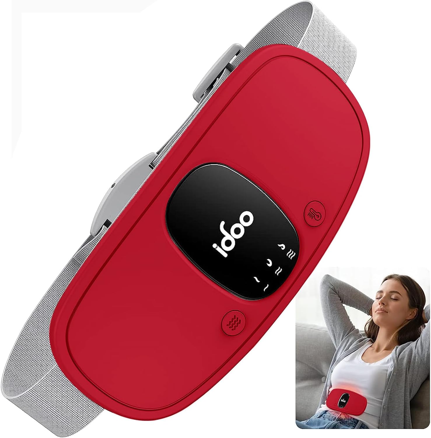 iDOO Wearable Heating Pad, FSA Eligible Item, Period Cramps Pain Relief Heating Pad with 3 Heat Levels and 3 Massage Modes, Wireless Heat Pad Cordles, Gifts for Girlfriend Mom Wife Women (Red) iDOO Wearable Heating Pad, FSA Eligible Item, Period Cramps Pain Relief Heating Pad with 3 Heat Levels and 3 Massage Modes, Wireless Heat Pad Cordles, Gifts for Girlfriend Mom Wife Women (Red)