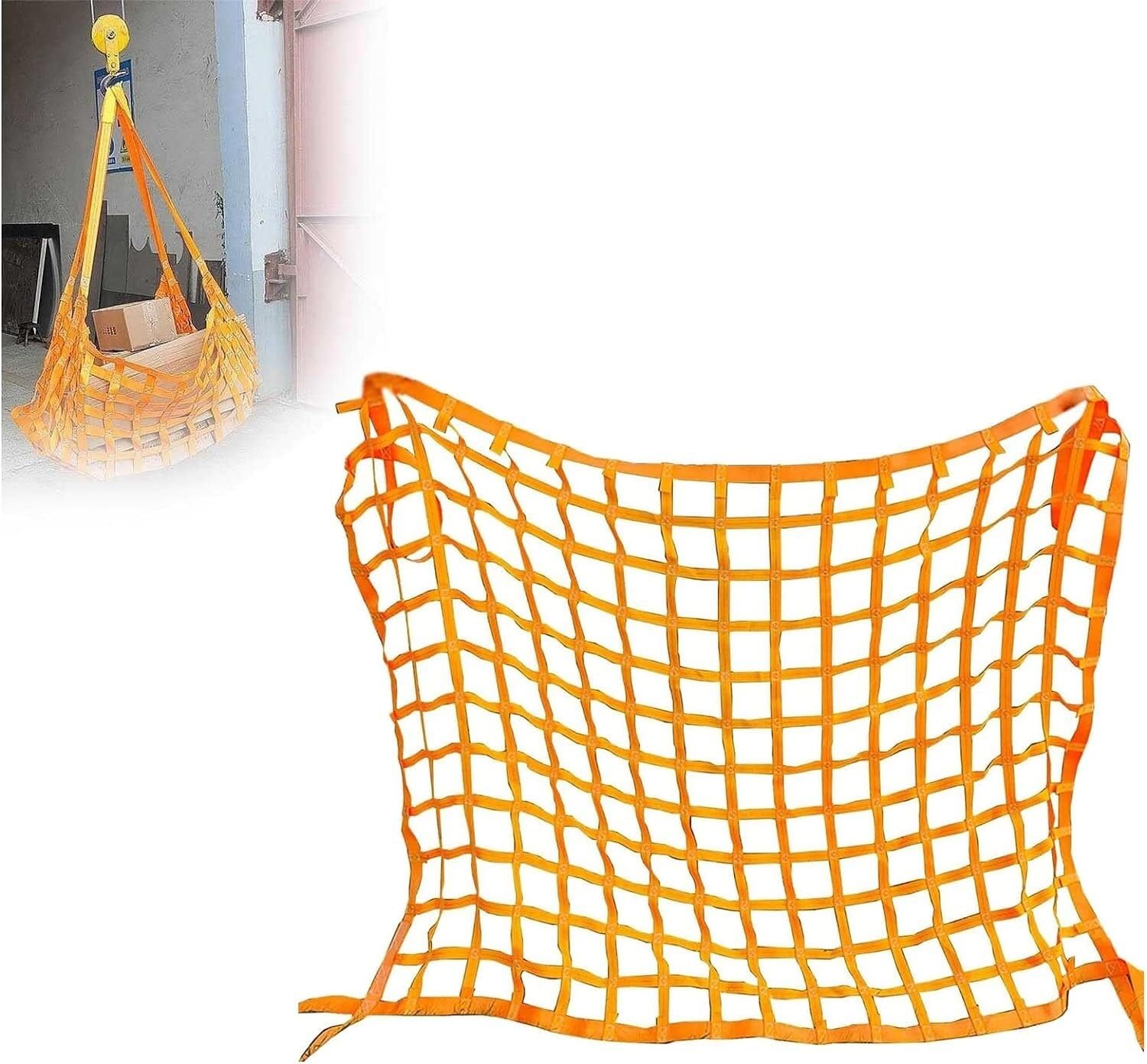 WQPMNYG Heavy Duty Cargo Lifting Net CargoSling.com-CargoSling.com Slings,Loading and Unloading Heavy Loads,Cargo Lifting Straps Nylon Sling nets(1.5 X 1.5M/Mesh 10cm/Load 1t)
