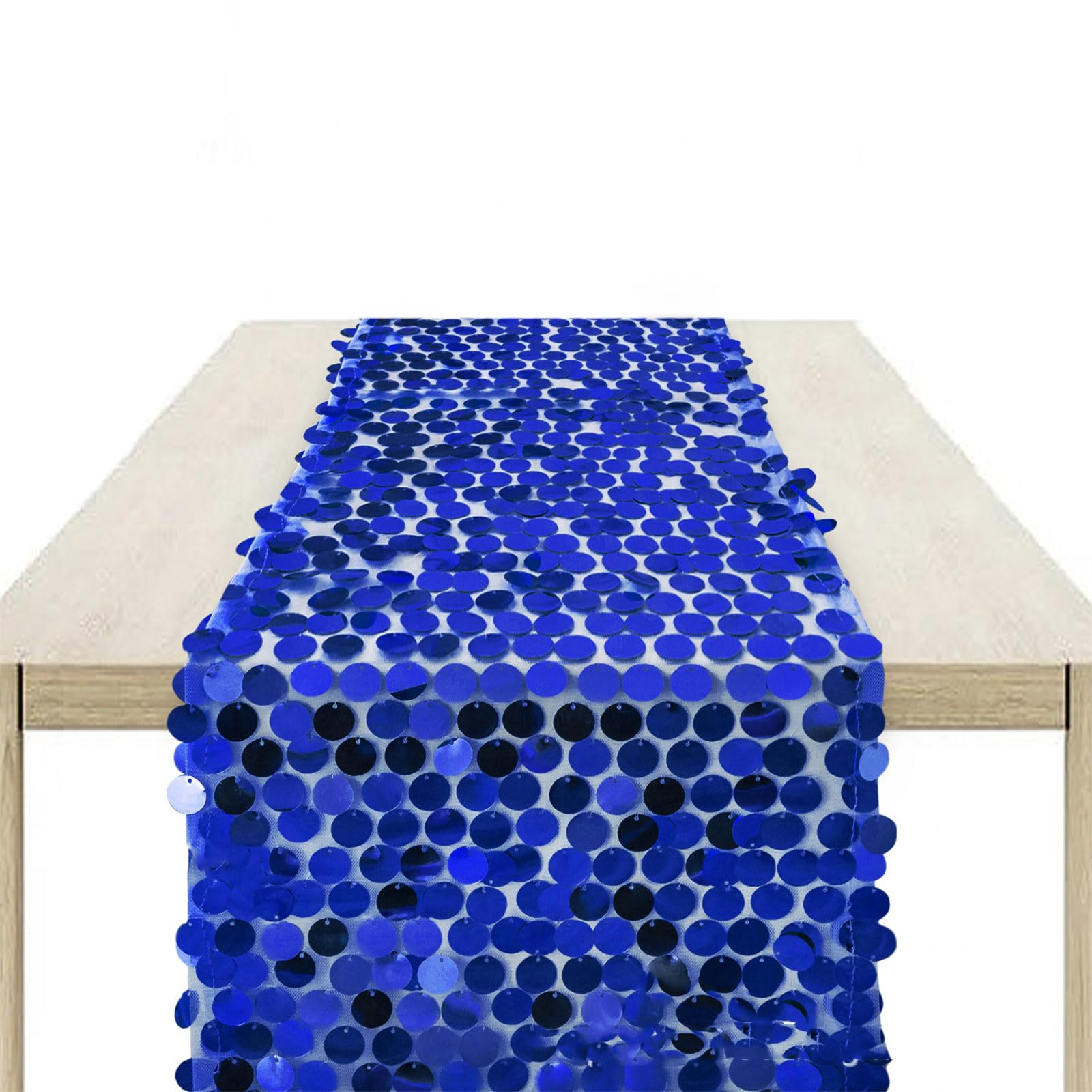 Buxuaaaa Men's Royal Blue Luxurious Sequins Table Runner Rectangle Tablecloth Perfect For Underwater Themed Parties Glitters Table Decorations Glitters Tablecloth