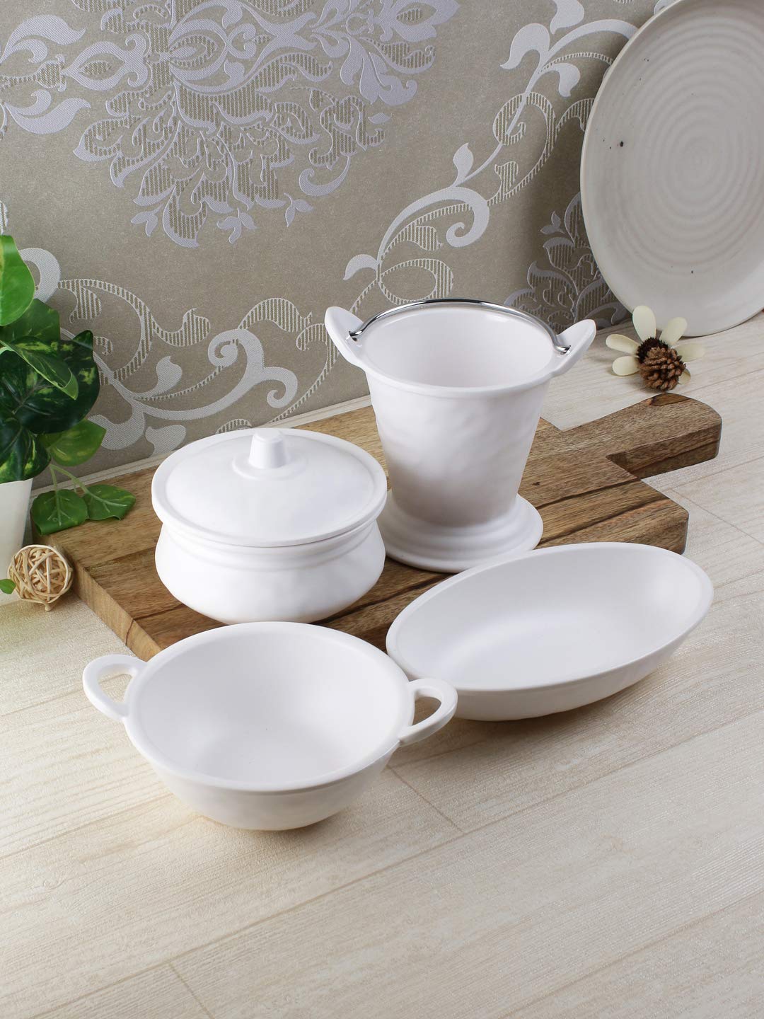 Buy Servewell White Melamine Indian Serving Bowls Set of Four/Break
