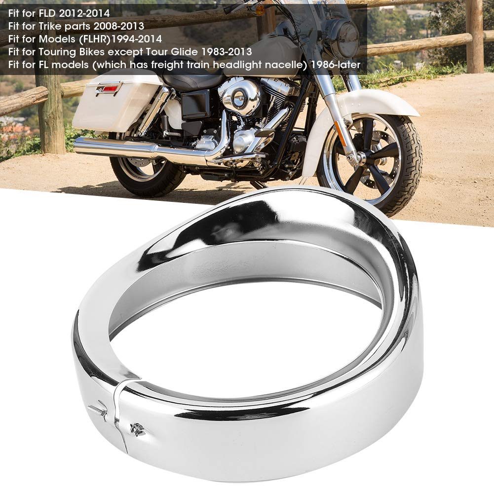Anello di decorazione per faro anteriore in argento da 7 pollici per moto, copertura decorativa per luce in stile parasole in alluminio, decorazione per faro anteriore antiurto e a