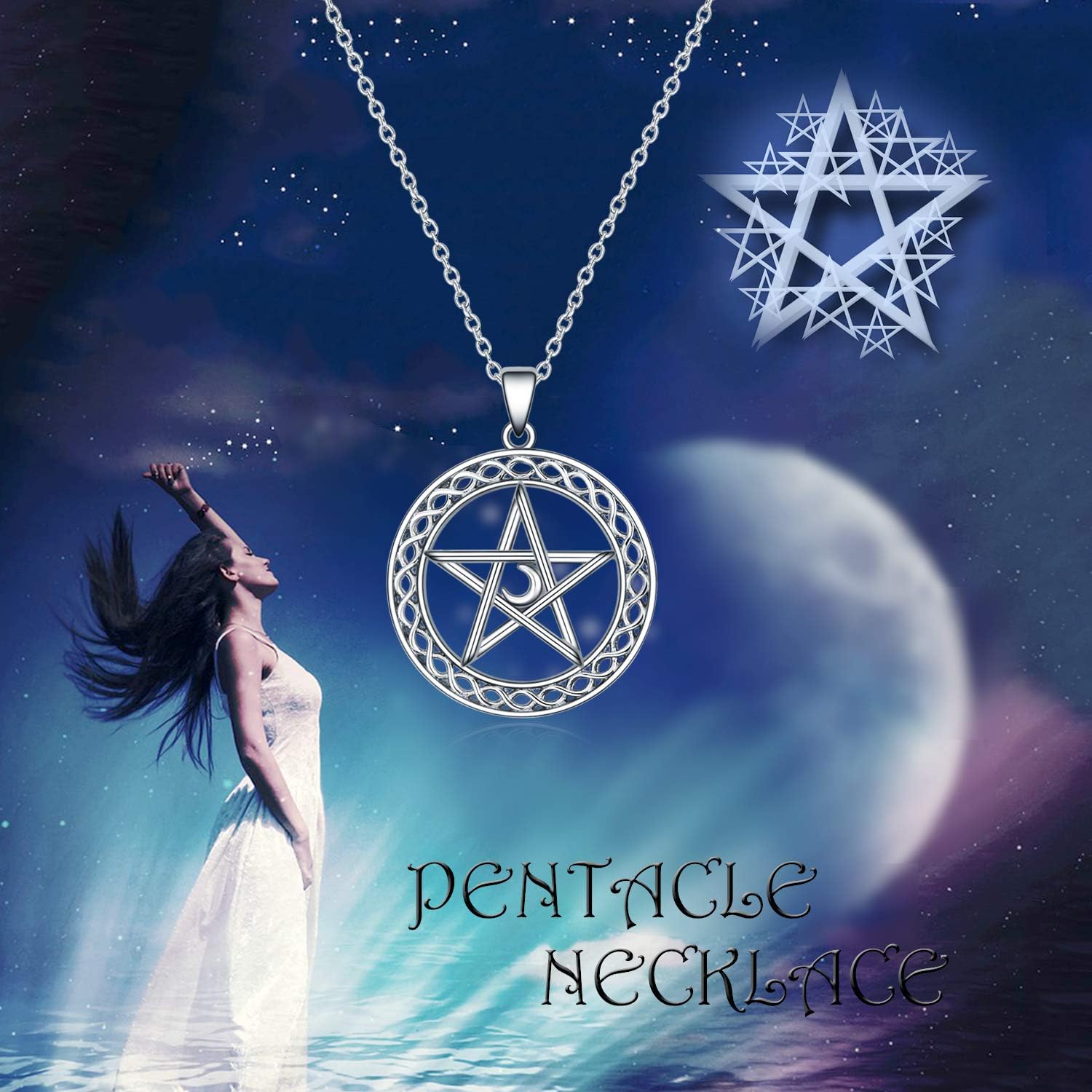 YFN Sterling Silver Pentagram Pentacle Pendant Necklace Wiccan Jewelry for Women Men Gifts - Image 6