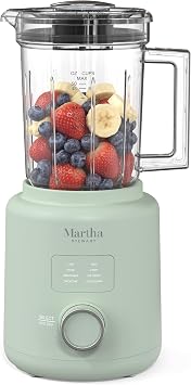 Martha Stewart 50oz Countertop Blender, 3 Speeds, 5 Presets, Honeydew Sage