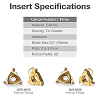 Vista 3 de Herramientas de corte de torno de metal – 1/2" y 5/8" soporte para herramientas de roscado barras de mandrinar con 10 piezas de insertos de carburo
