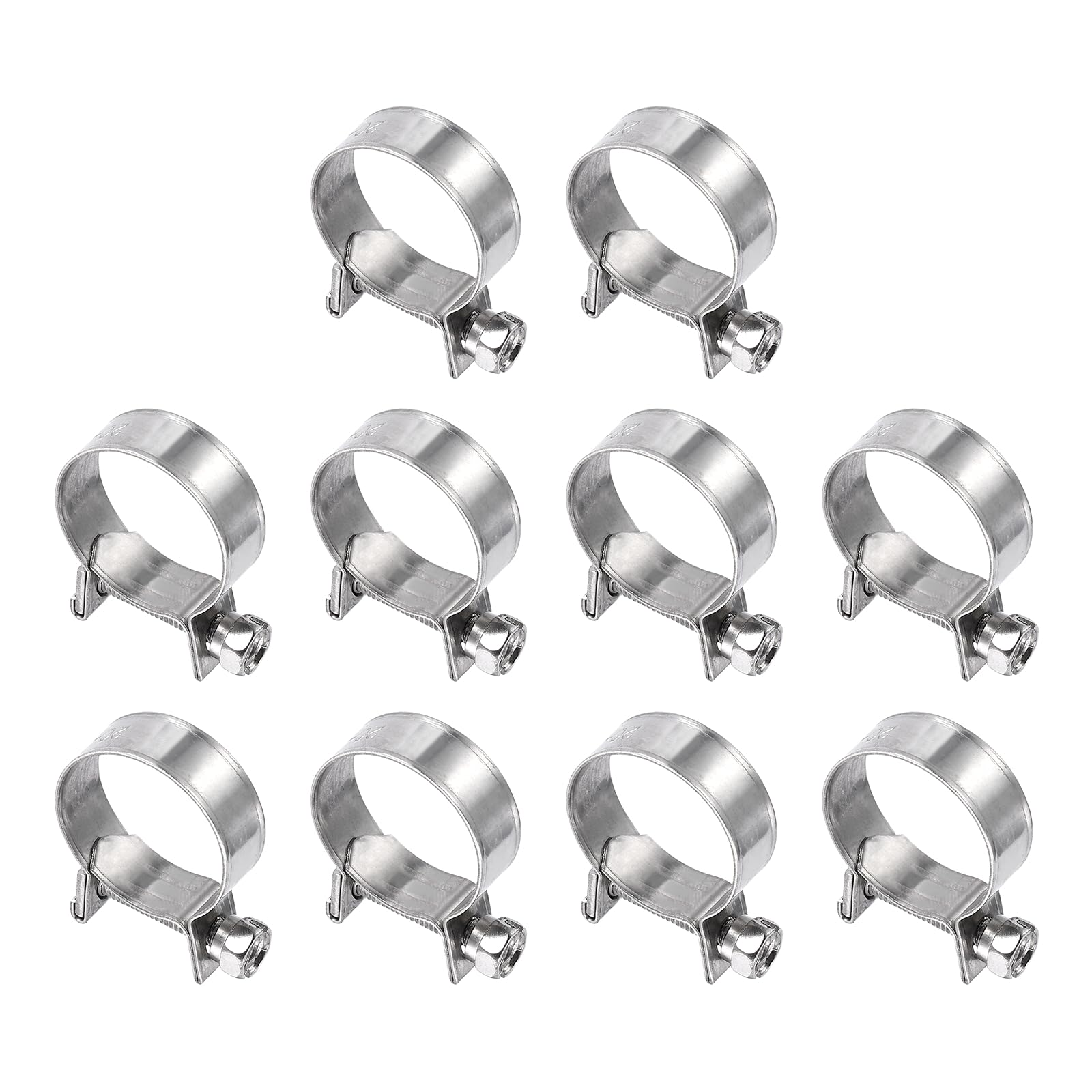 sourcing map 10pcs Fuel Injection Hose Clamp 20-22mm Adjustable 304 Stainless Steel Mini Gas Line Hose Clamp for Automotive Agriculture Plumbing Diesel Petrol Pipe