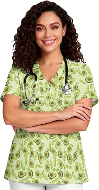 Beauty Collector Womens Scrub Tops Short Sleeve Summer Stretch Nurse Shirt with Pockets