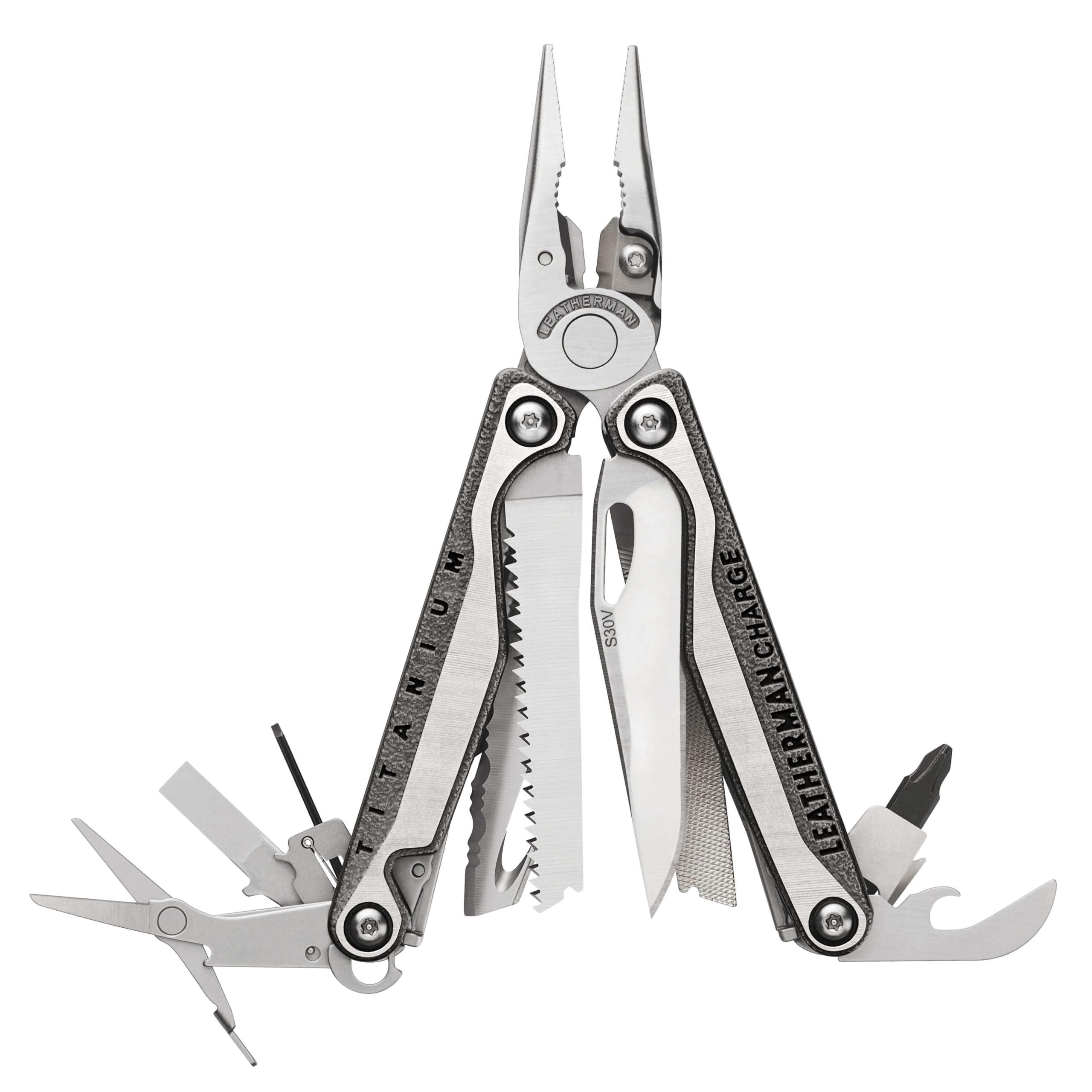 Leatherman Steel With Nylon Case Charge+ Multi-Tool - 19 Tools For Camping & Fishing, Silver Stainless Steel With Nylon Sheath