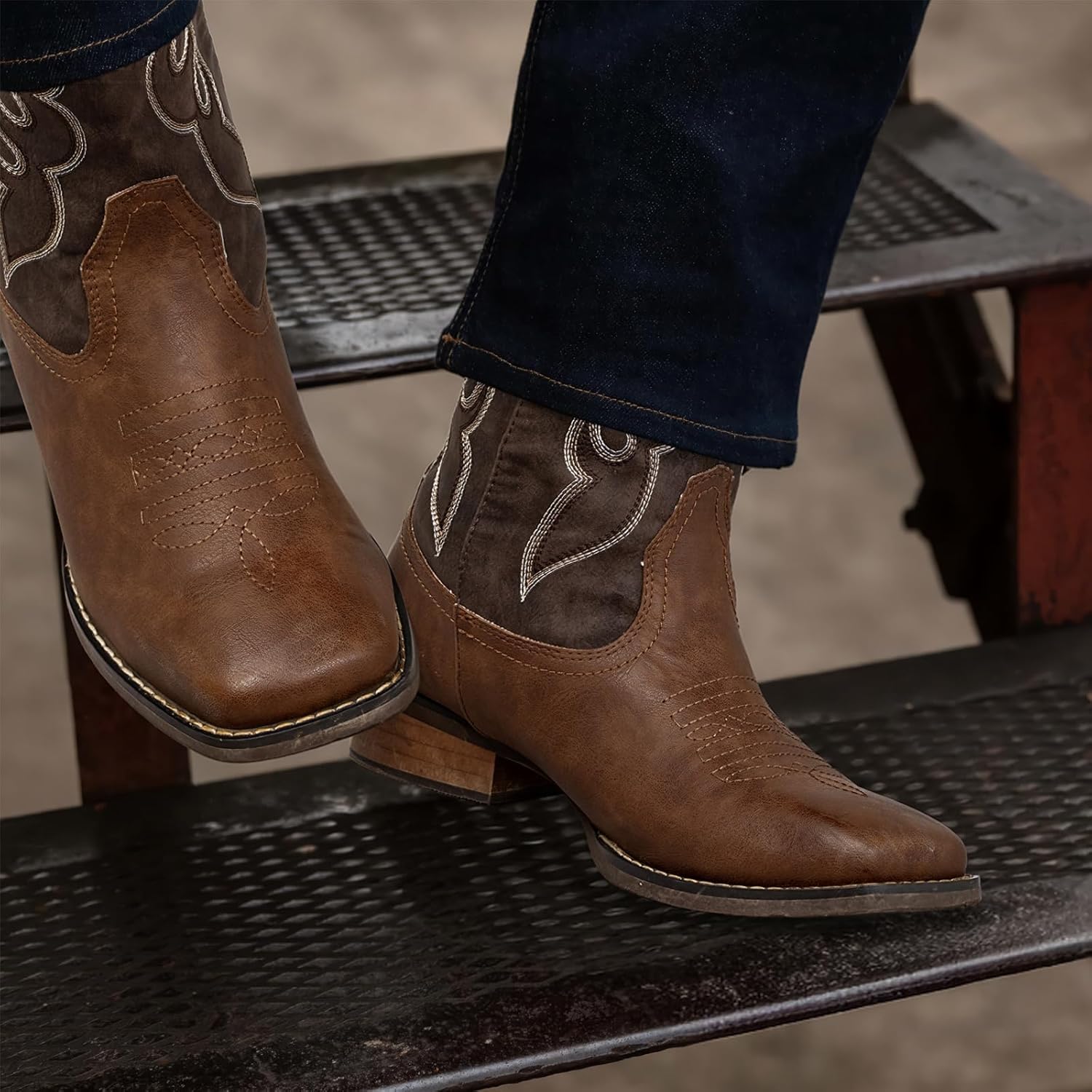 J's.o.l.e Men's Cowboy Western Boots Comfortable Wide Calf Square Toe Boots