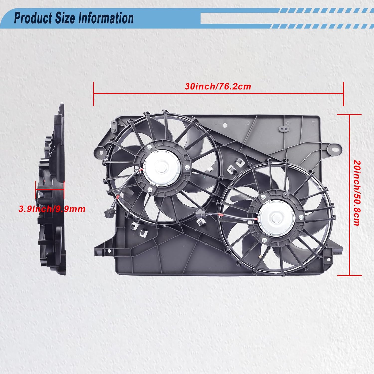 Radiator Cooling Fan Compatible with 2008-2010 Challenger 2006-2010 Charger 2005-2008 Magnum 2005-2010 C-hrysler 300 Replace for 5137714AA 5137715AA 5137715AB 620-039