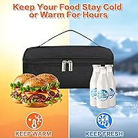 Vista 4 de NATURAL STYLE Bolsa de almuerzo pequeña, mini portátil con aislamiento térmico bolsa de almuerzo (negro)