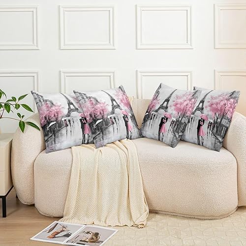 Miniatura 5 de Erosebridal Funda de cojín de París, funda de almohada de la Torre Eiffel francesa para el hogar, cama, sofá, sofá, funda de cojín con temática
